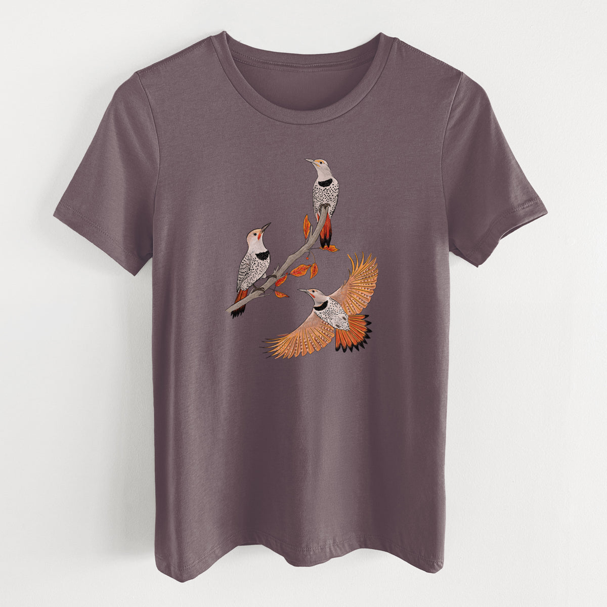 Northern Flickers (Red-shafted) - Colaptes auratus - Women's Lightweight Relaxed Fit 100% Cotton Crewneck