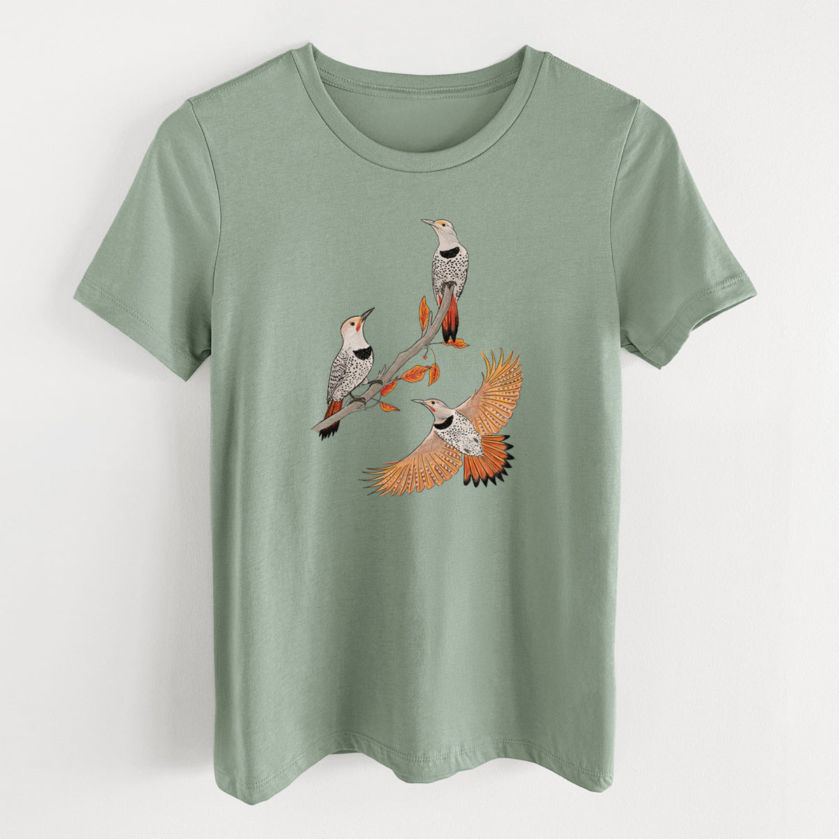 Northern Flickers (Red-shafted) - Colaptes auratus - Women's Lightweight Relaxed Fit 100% Cotton Crewneck
