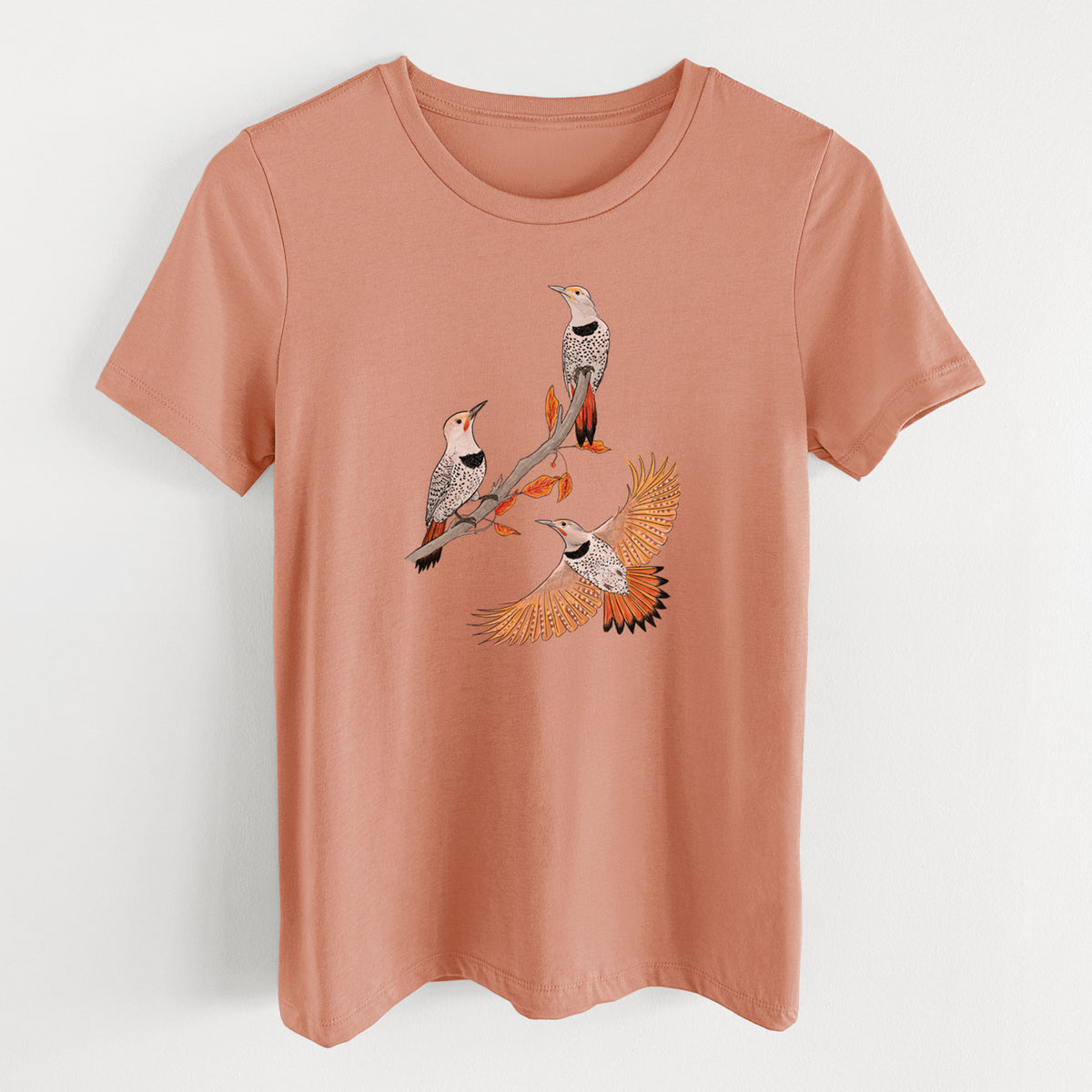 Northern Flickers (Red-shafted) - Colaptes auratus - Women's Lightweight Relaxed Fit 100% Cotton Crewneck