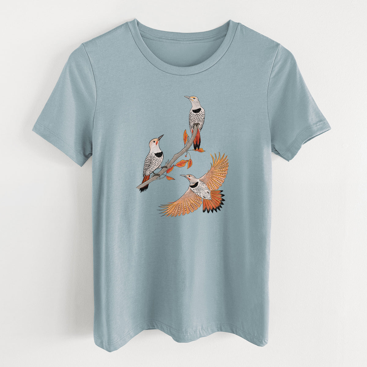 Northern Flickers (Red-shafted) - Colaptes auratus - Women's Lightweight Relaxed Fit 100% Cotton Crewneck