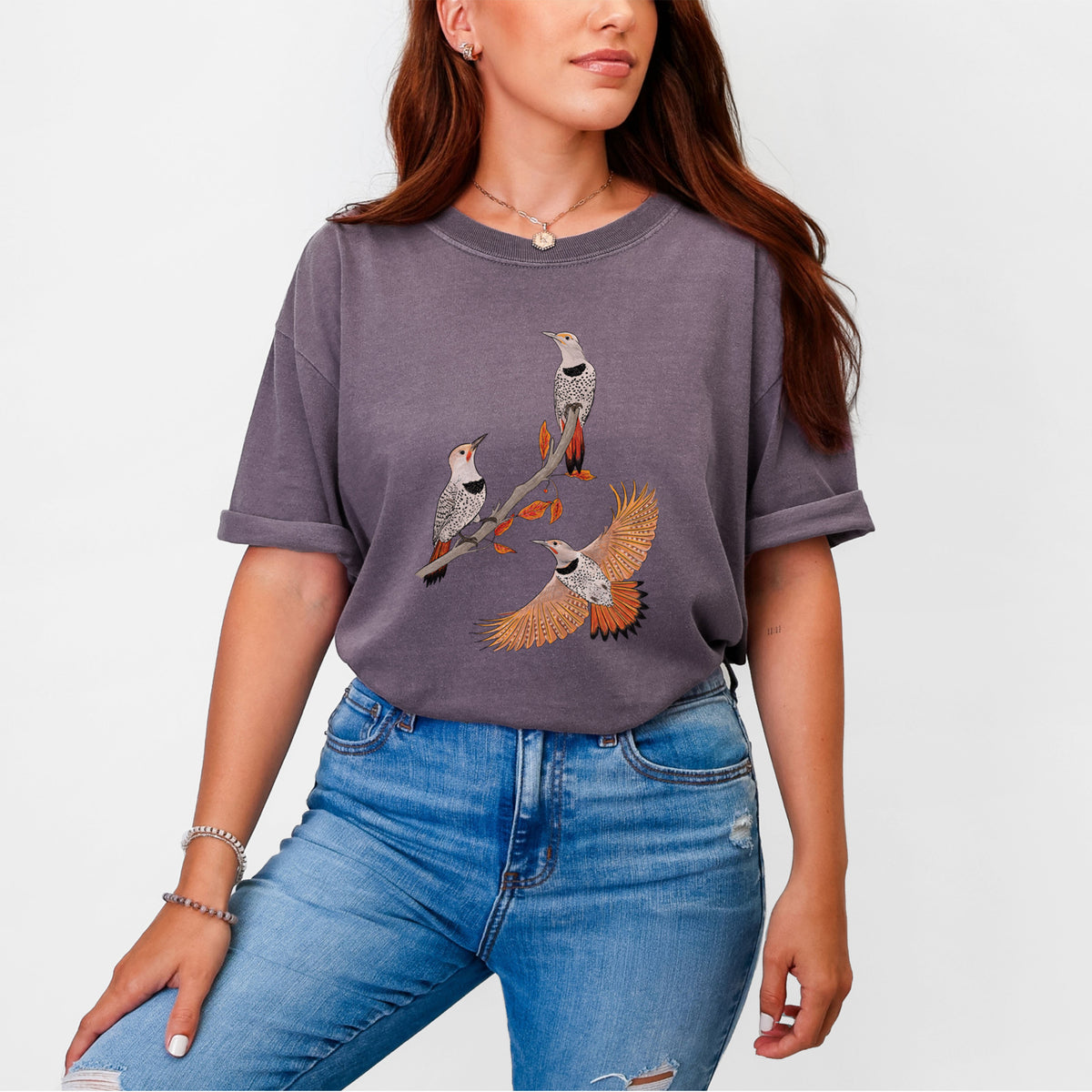 Northern Flickers (Red-shafted) - Colaptes auratus - Unisex Comfort Colors Garment-Dyed Heavyweight T-shirt