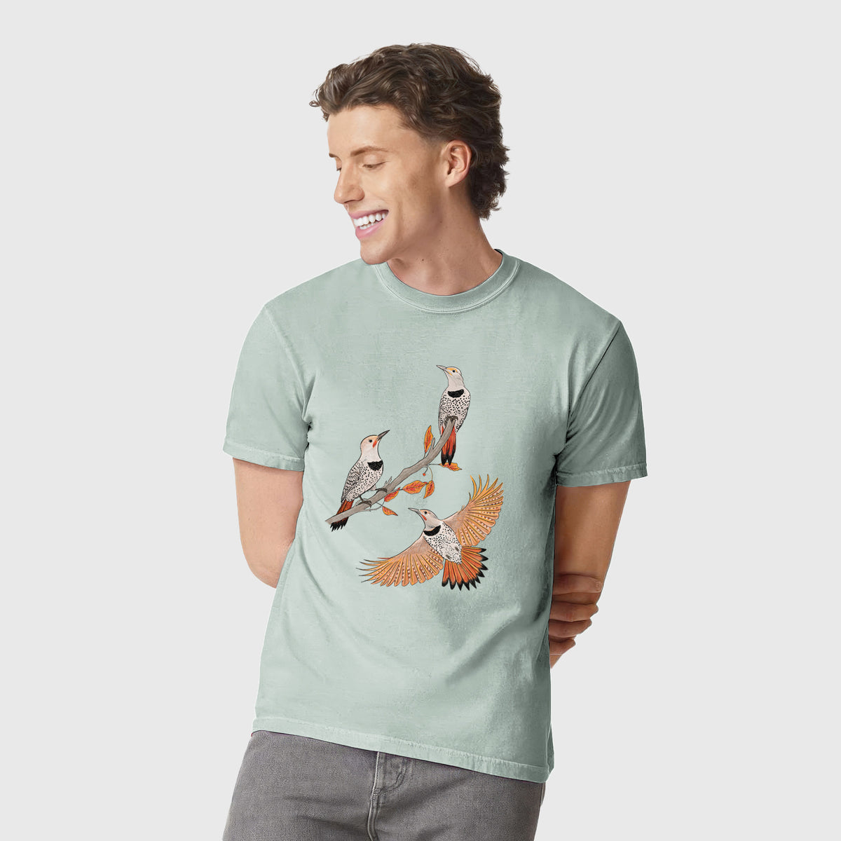 Northern Flickers (Red-shafted) - Colaptes auratus - Unisex Comfort Colors Garment-Dyed Heavyweight T-shirt