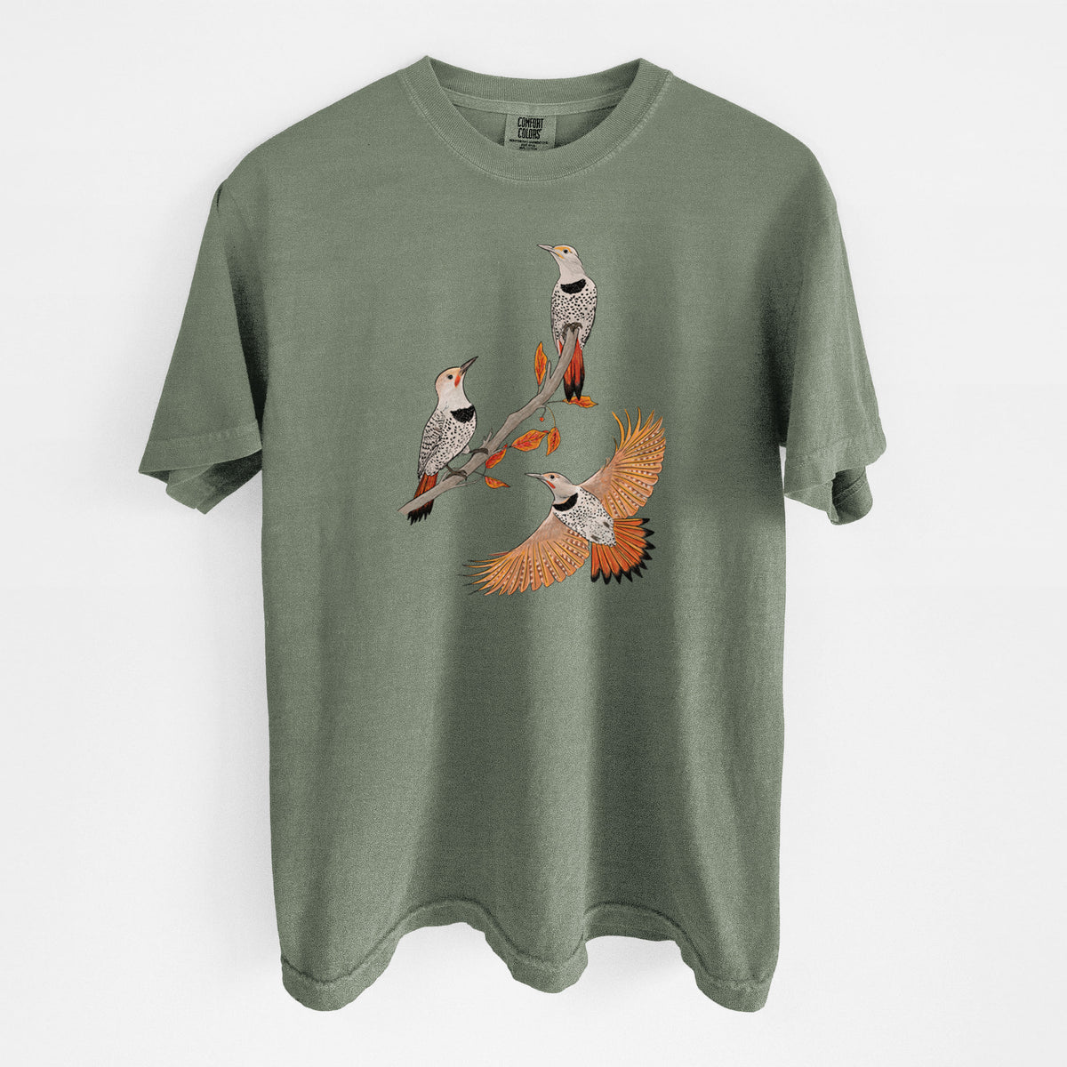 Northern Flickers (Red-shafted) - Colaptes auratus - Unisex Comfort Colors Garment-Dyed Heavyweight T-shirt