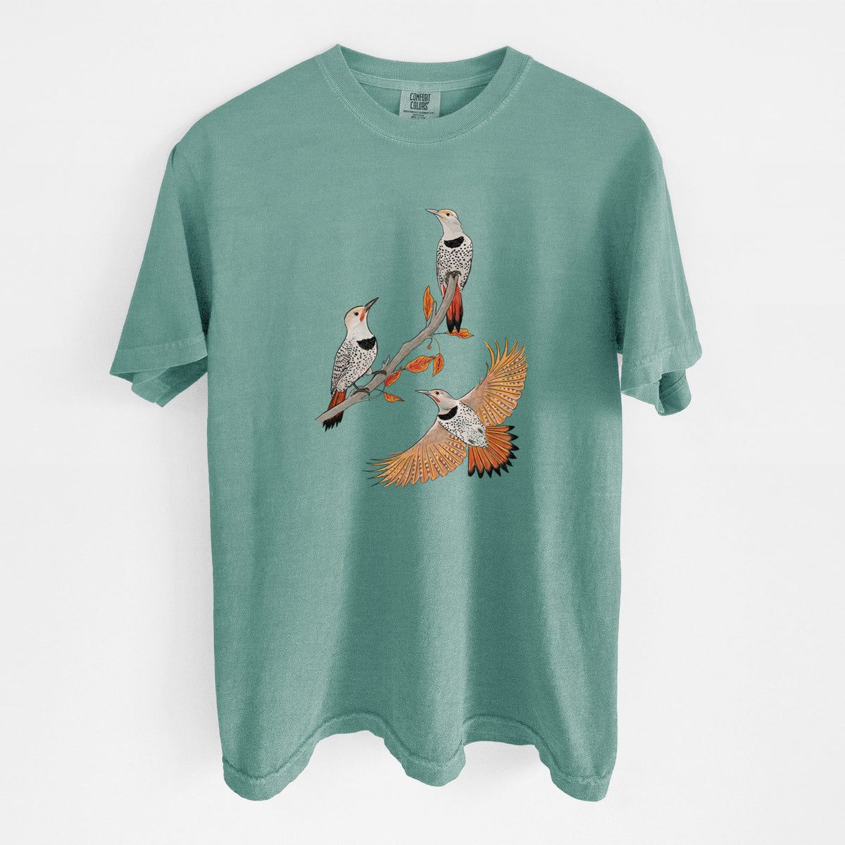Northern Flickers (Red-shafted) - Colaptes auratus - Unisex Comfort Colors Garment-Dyed Heavyweight T-shirt