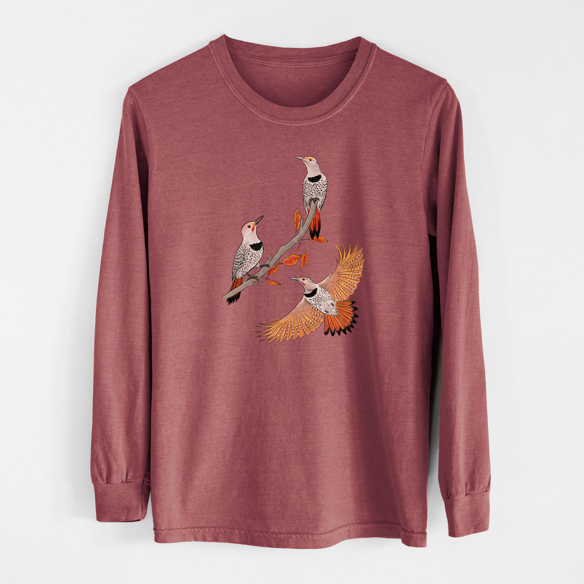 Northern Flickers (Red-shafted) - Colaptes auratus - Unisex Comfort Colors 100% Cotton Long Sleeve