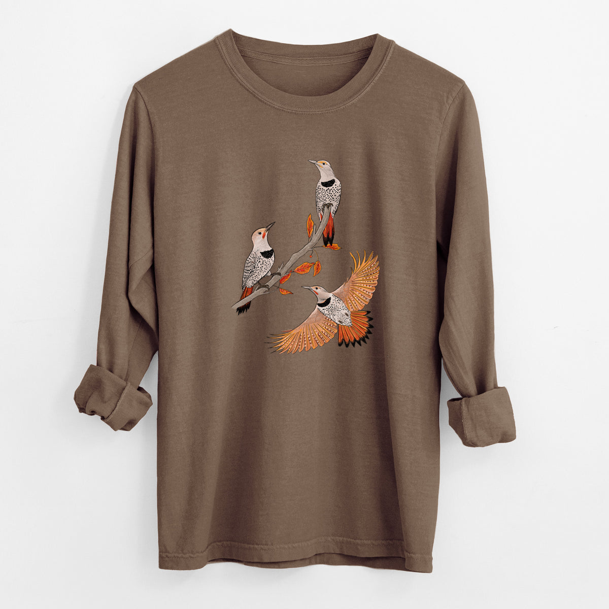 Northern Flickers (Red-shafted) - Colaptes auratus - Unisex Comfort Colors 100% Cotton Long Sleeve