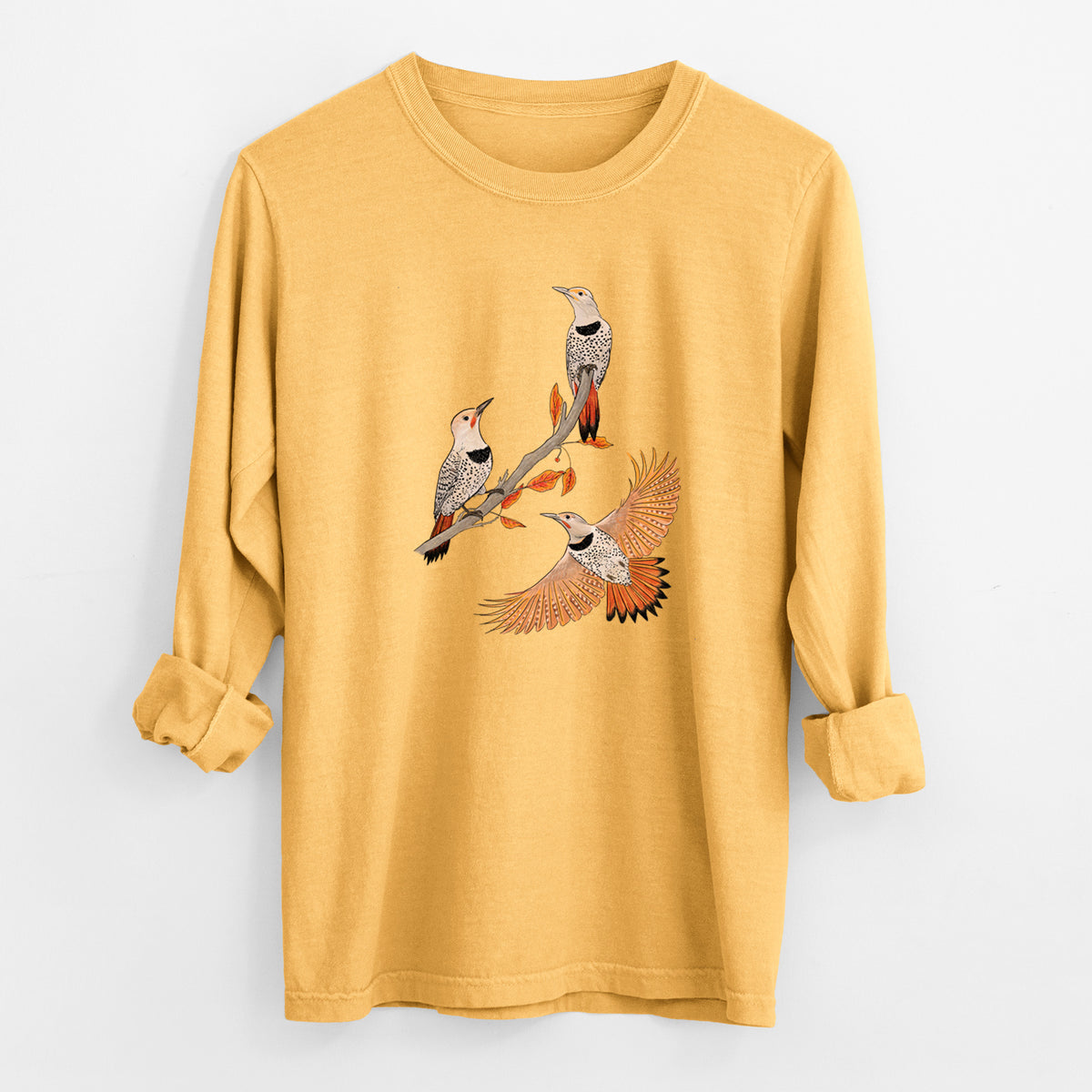 Northern Flickers (Red-shafted) - Colaptes auratus - Unisex Comfort Colors 100% Cotton Long Sleeve