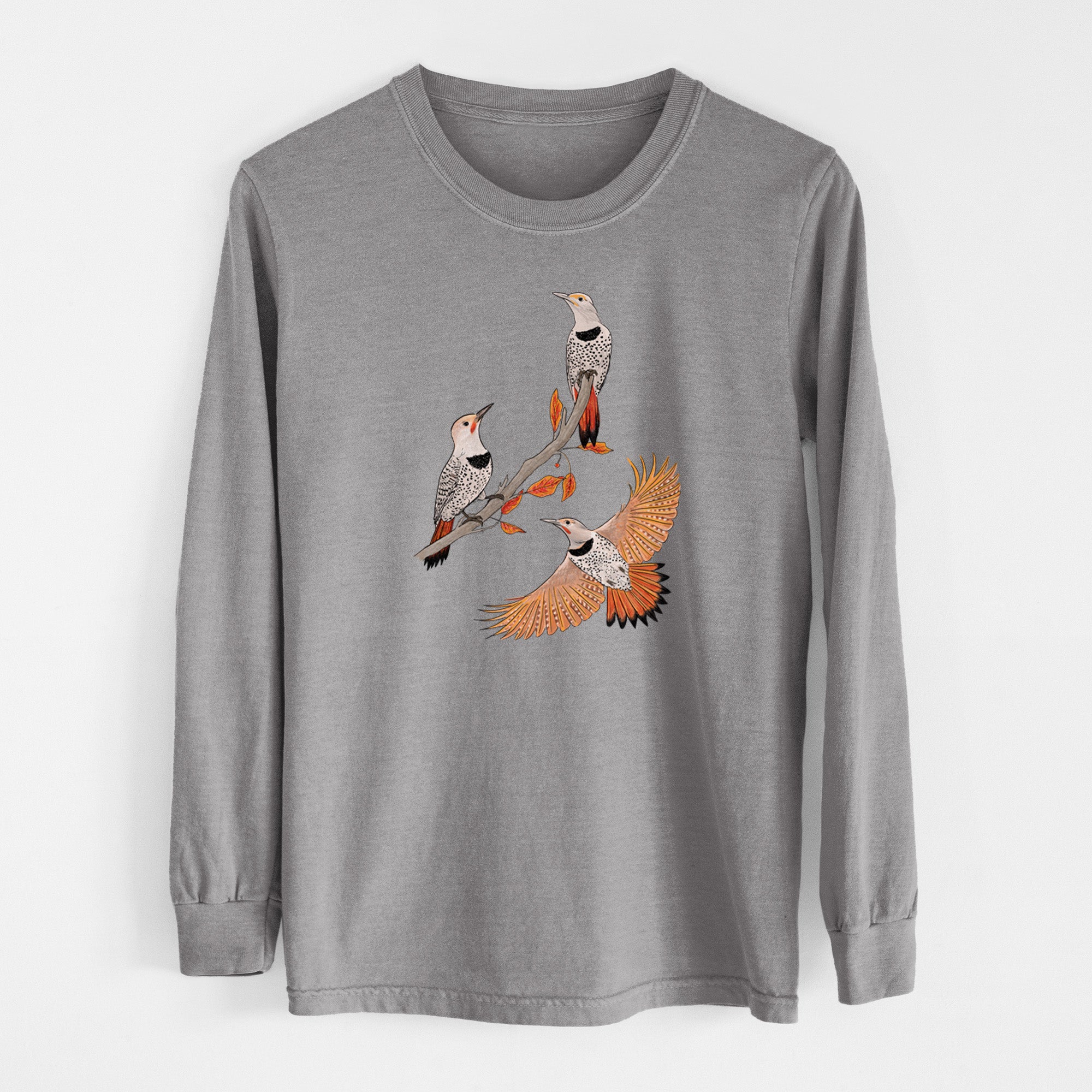 Northern Flickers (Red-shafted) - Colaptes auratus - Unisex Comfort Colors 100% Cotton Long Sleeve
