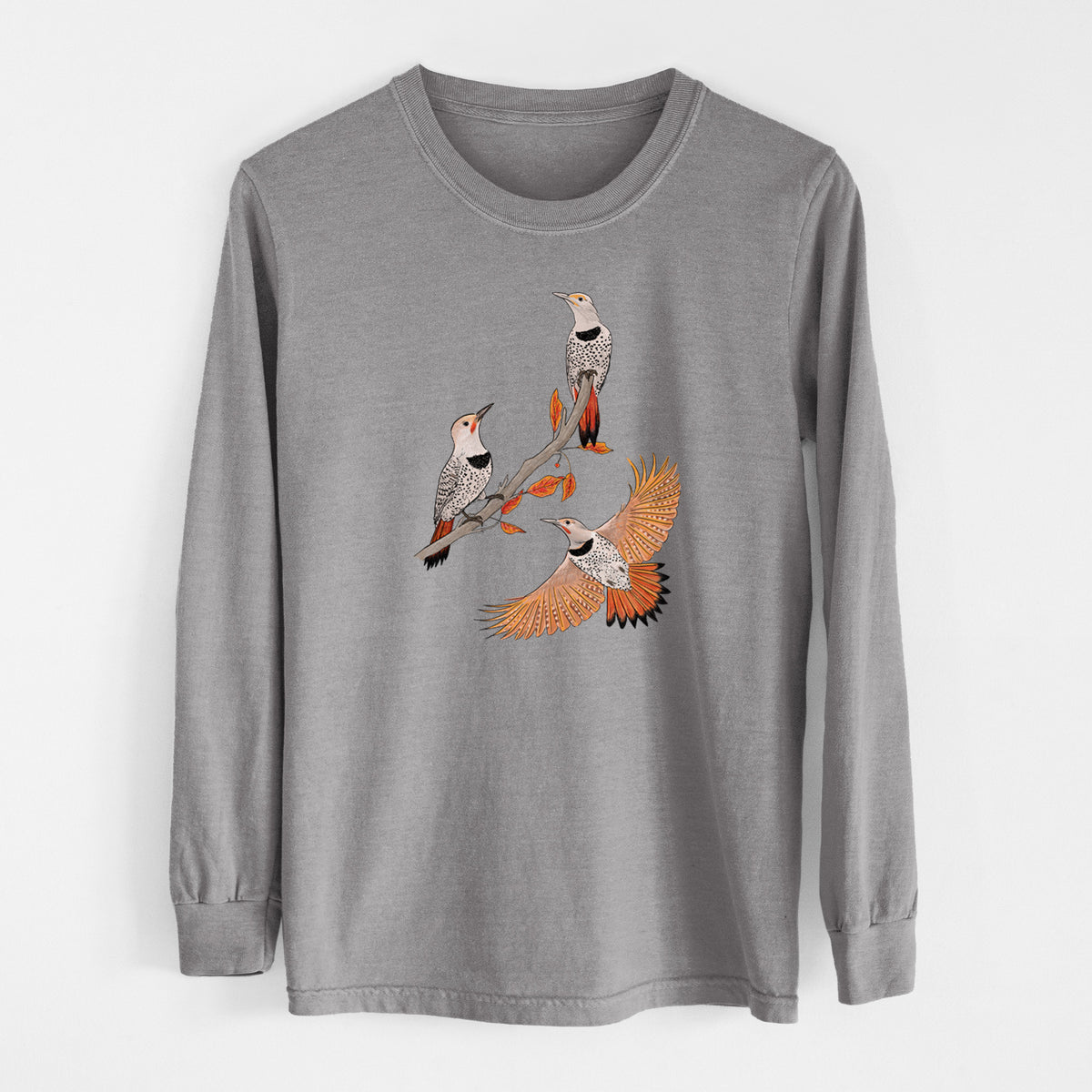 Northern Flickers (Red-shafted) - Colaptes auratus - Unisex Comfort Colors 100% Cotton Long Sleeve