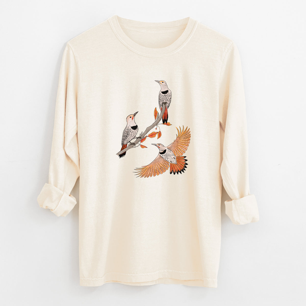 Northern Flickers (Red-shafted) - Colaptes auratus - Unisex Comfort Colors 100% Cotton Long Sleeve