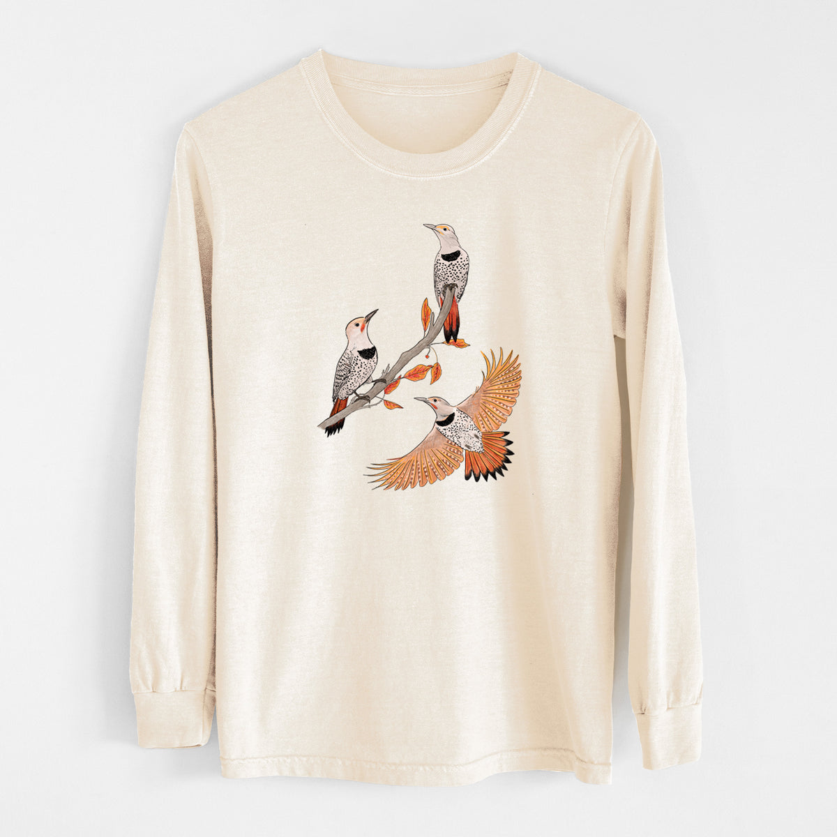 Northern Flickers (Red-shafted) - Colaptes auratus - Unisex Comfort Colors 100% Cotton Long Sleeve