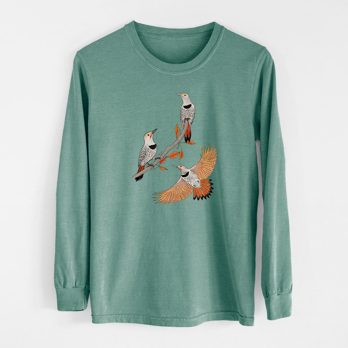 Northern Flickers (Red-shafted) - Colaptes auratus - Unisex Comfort Colors 100% Cotton Long Sleeve