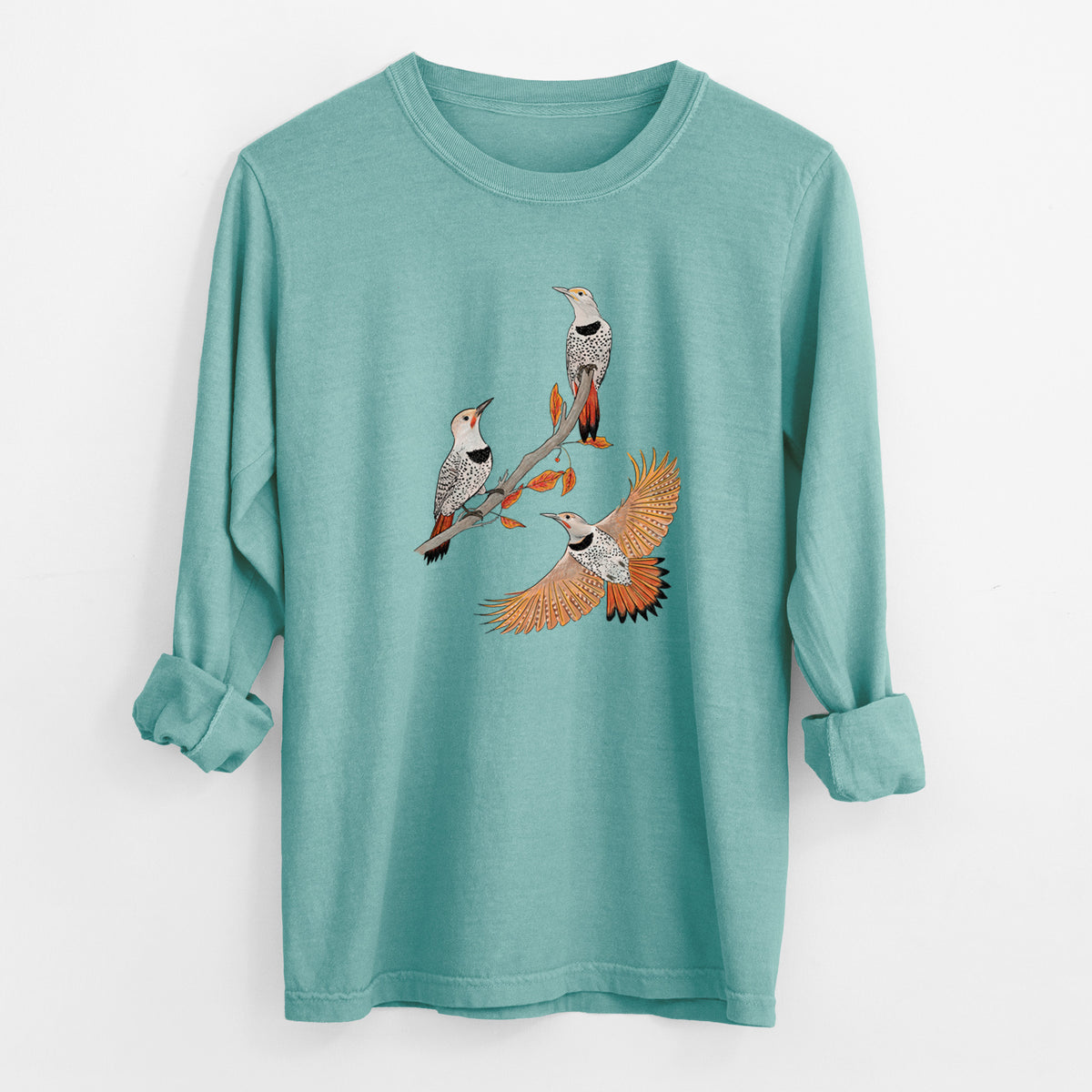 Northern Flickers (Red-shafted) - Colaptes auratus - Unisex Comfort Colors 100% Cotton Long Sleeve