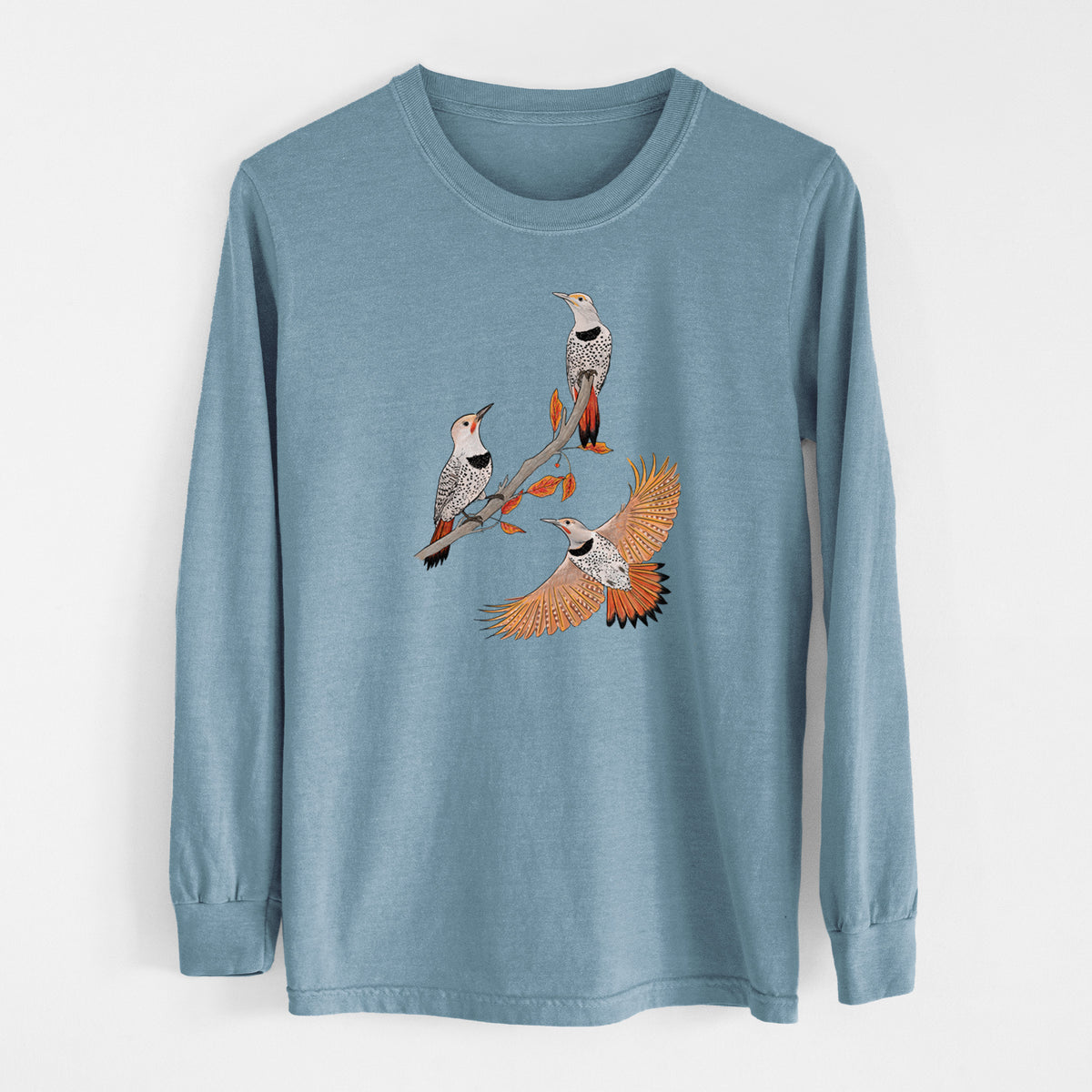 Northern Flickers (Red-shafted) - Colaptes auratus - Unisex Comfort Colors 100% Cotton Long Sleeve