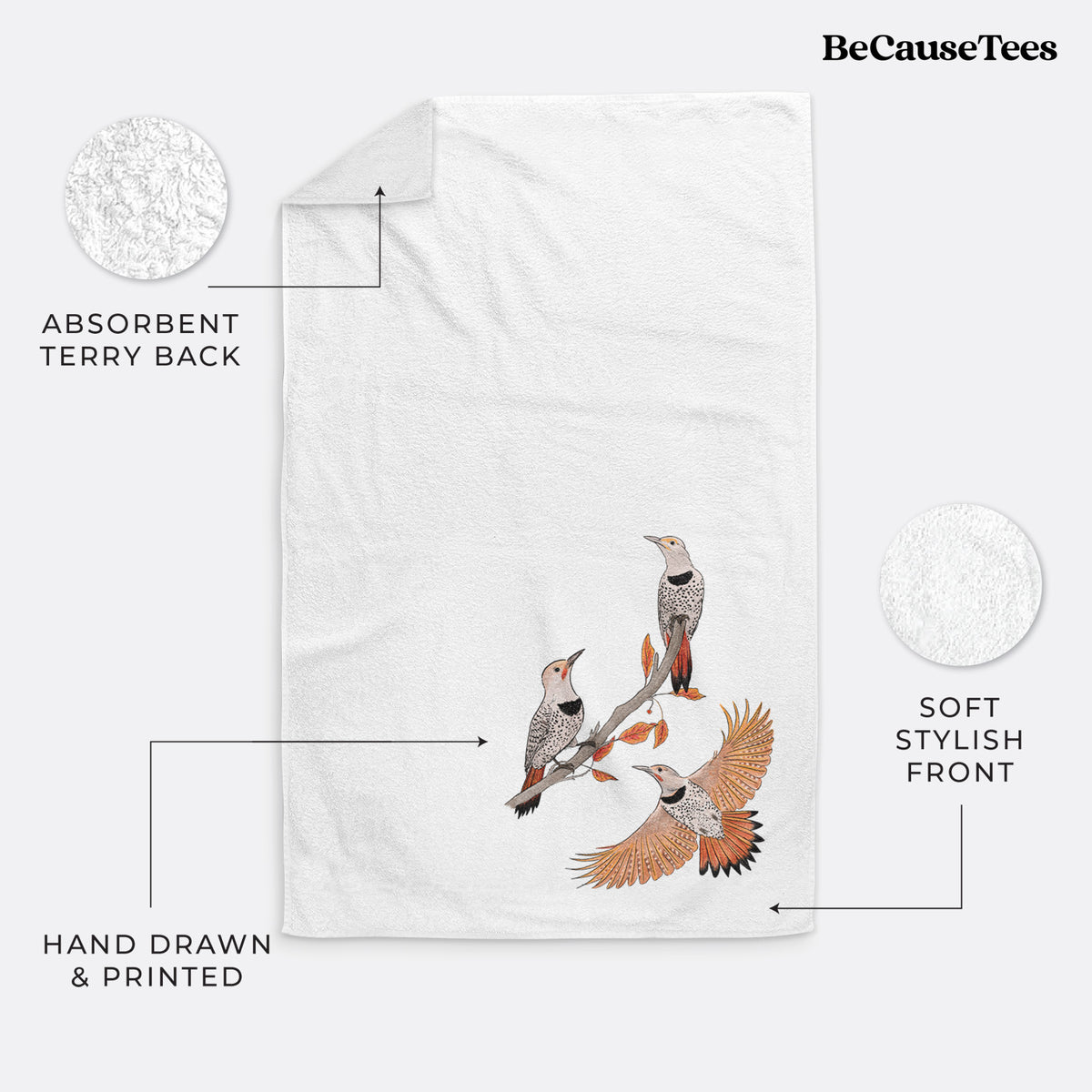 Northern Flickers (Red-shafted) - Colaptes auratus - Premium Hand Towel