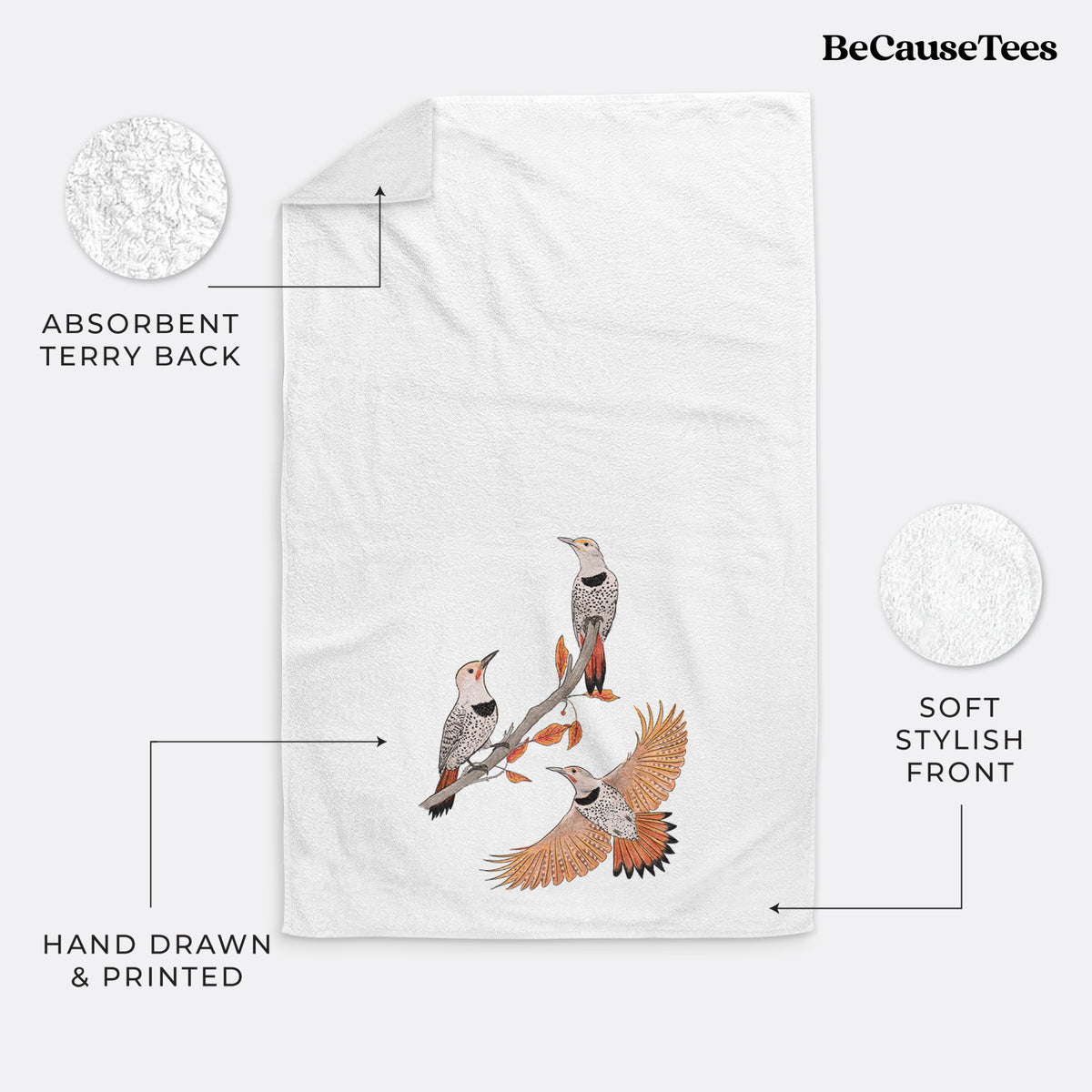 Northern Flickers (Red-shafted) - Colaptes auratus - Premium Hand Towel