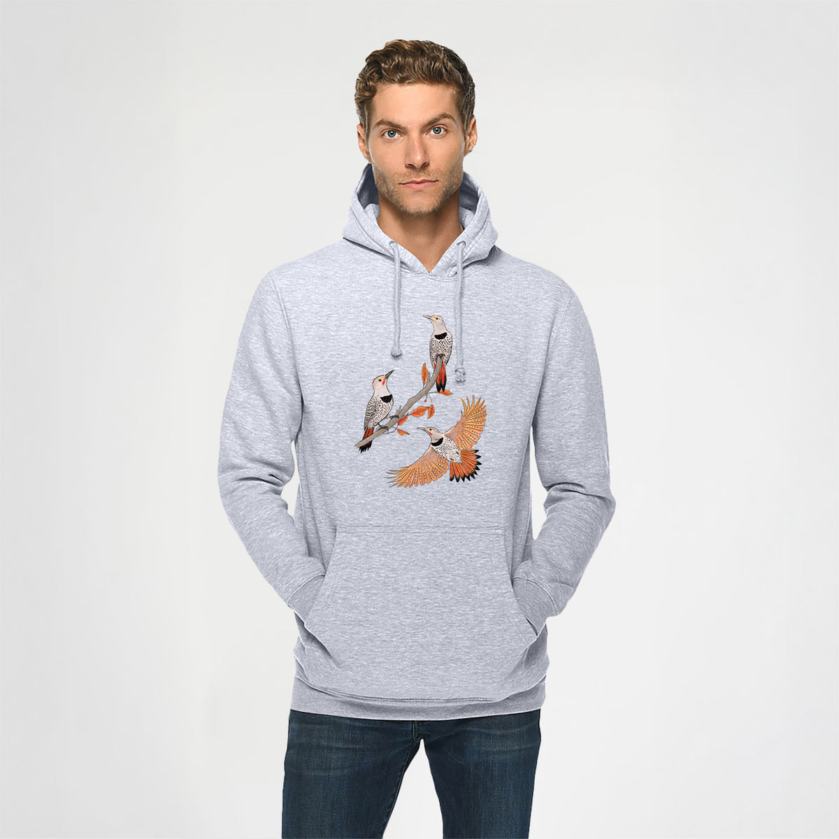 Northern Flickers (Red-shafted) - Colaptes auratus - Heavyweight Fleece Hoodie
