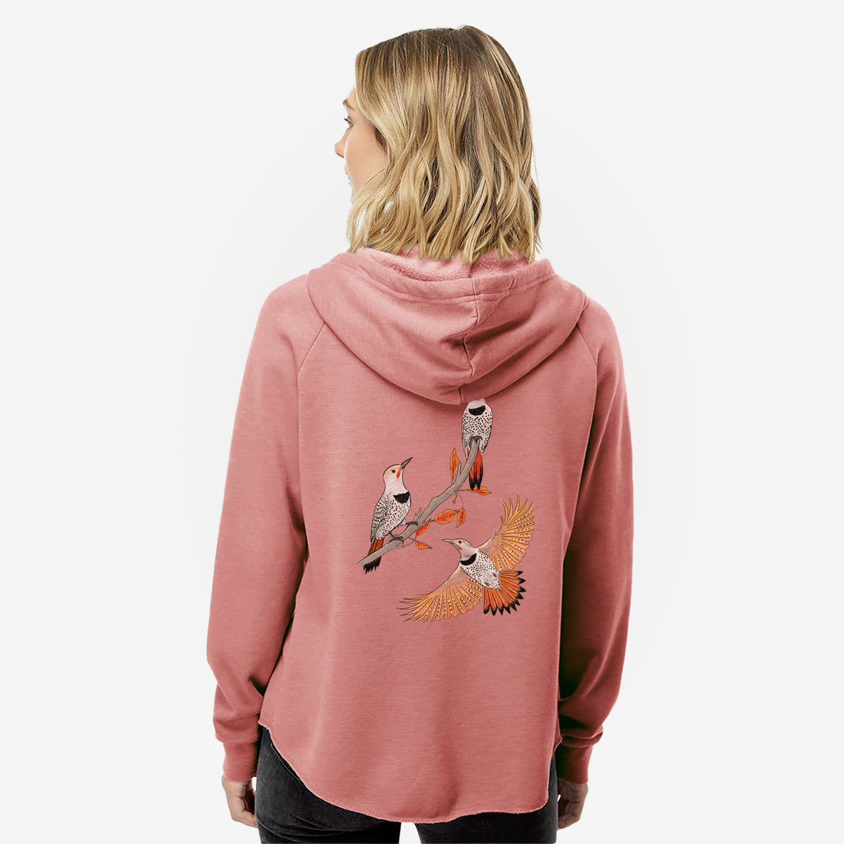 Northern Flickers (Red-shafted) - Colaptes auratus - Women's Cali Wave Zip-Up Sweatshirt