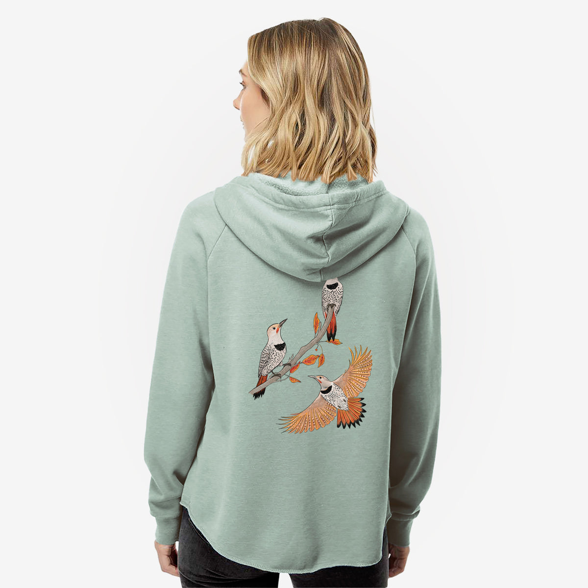Northern Flickers (Red-shafted) - Colaptes auratus - Women's Cali Wave Zip-Up Sweatshirt