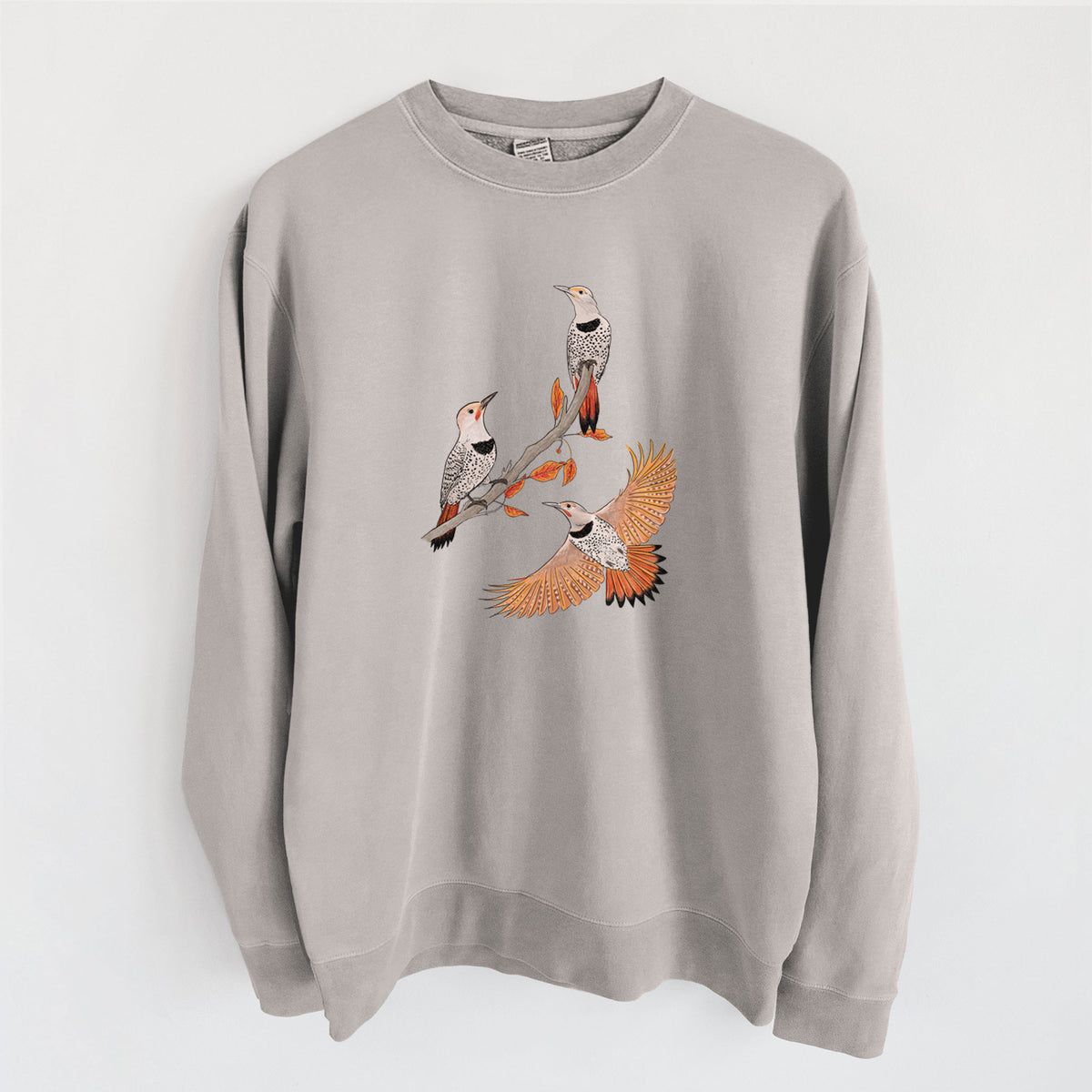 Northern Flickers (Red-shafted) - Colaptes auratus - Unisex Pigment Dyed Crew Sweatshirt