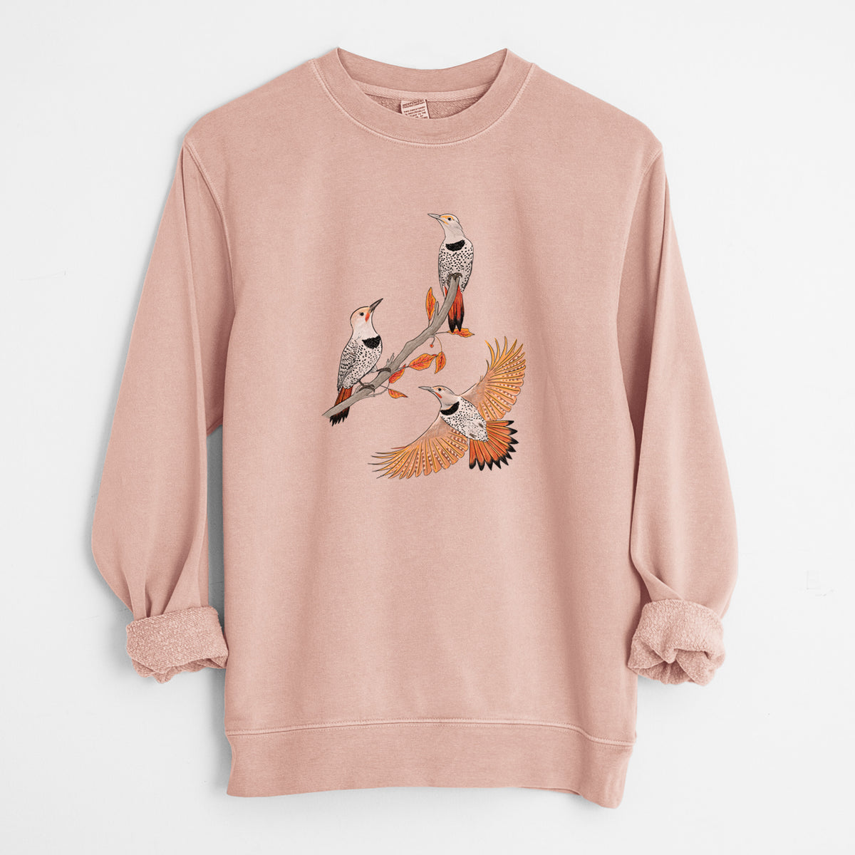 Northern Flickers (Red-shafted) - Colaptes auratus - Unisex Pigment Dyed Crew Sweatshirt