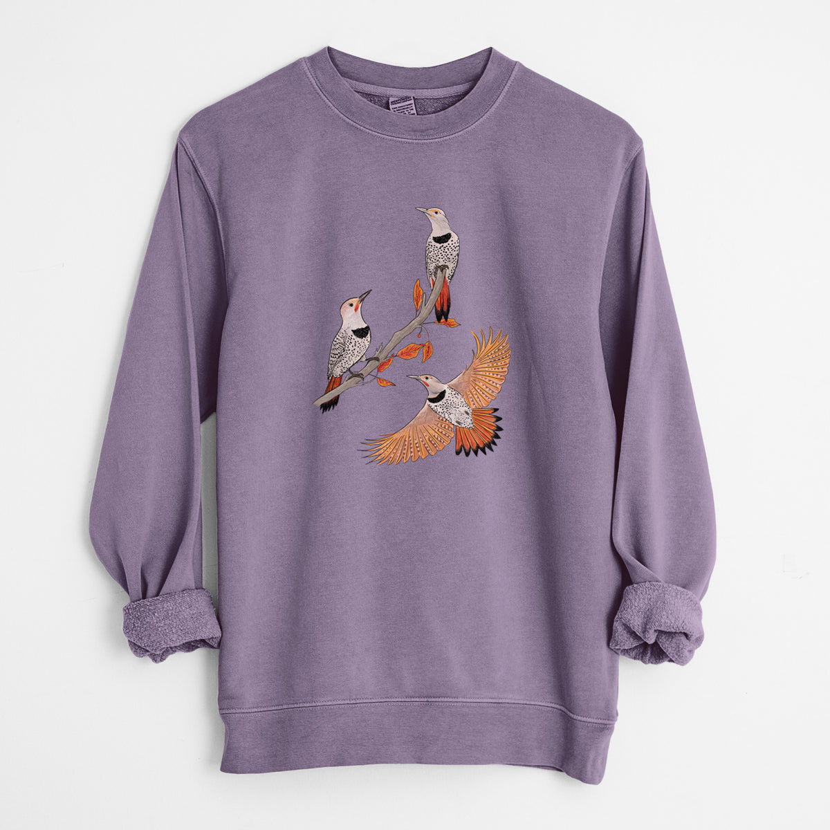 Northern Flickers (Red-shafted) - Colaptes auratus - Unisex Pigment Dyed Crew Sweatshirt