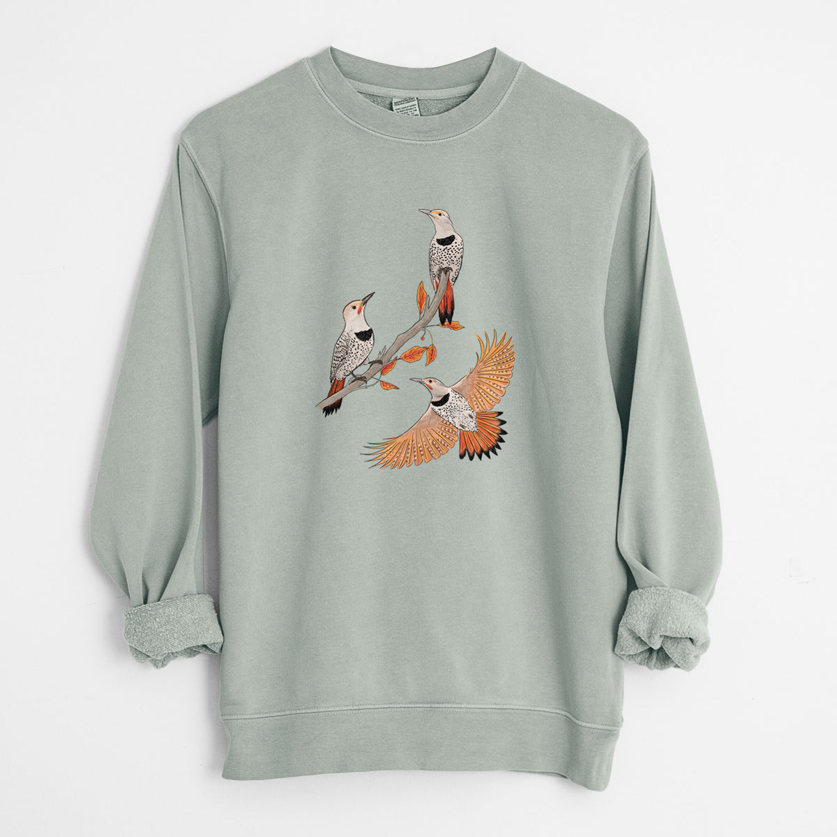 Northern Flickers (Red-shafted) - Colaptes auratus - Unisex Pigment Dyed Crew Sweatshirt