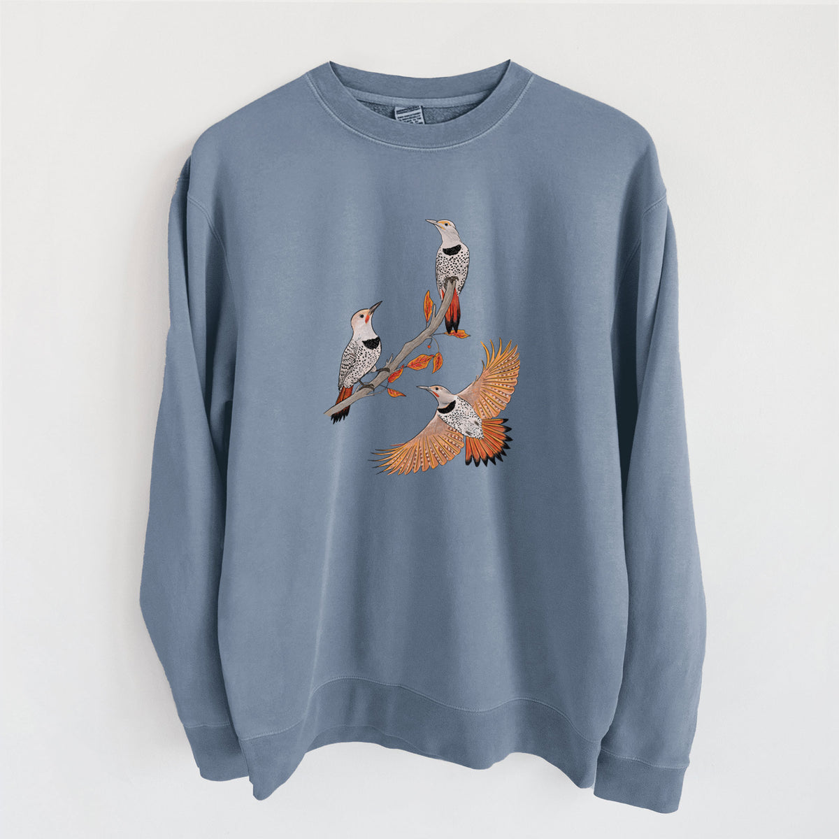 Northern Flickers (Red-shafted) - Colaptes auratus - Unisex Pigment Dyed Crew Sweatshirt