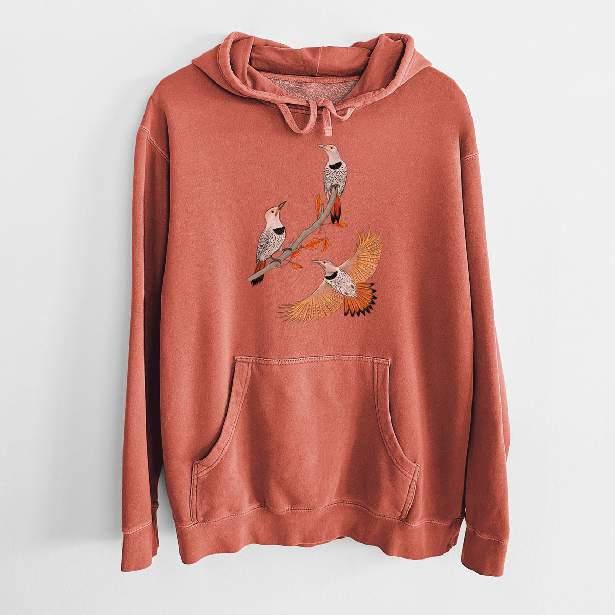 Northern Flickers (Red-shafted) - Colaptes auratus - Unisex Pigment Dyed Hoodie