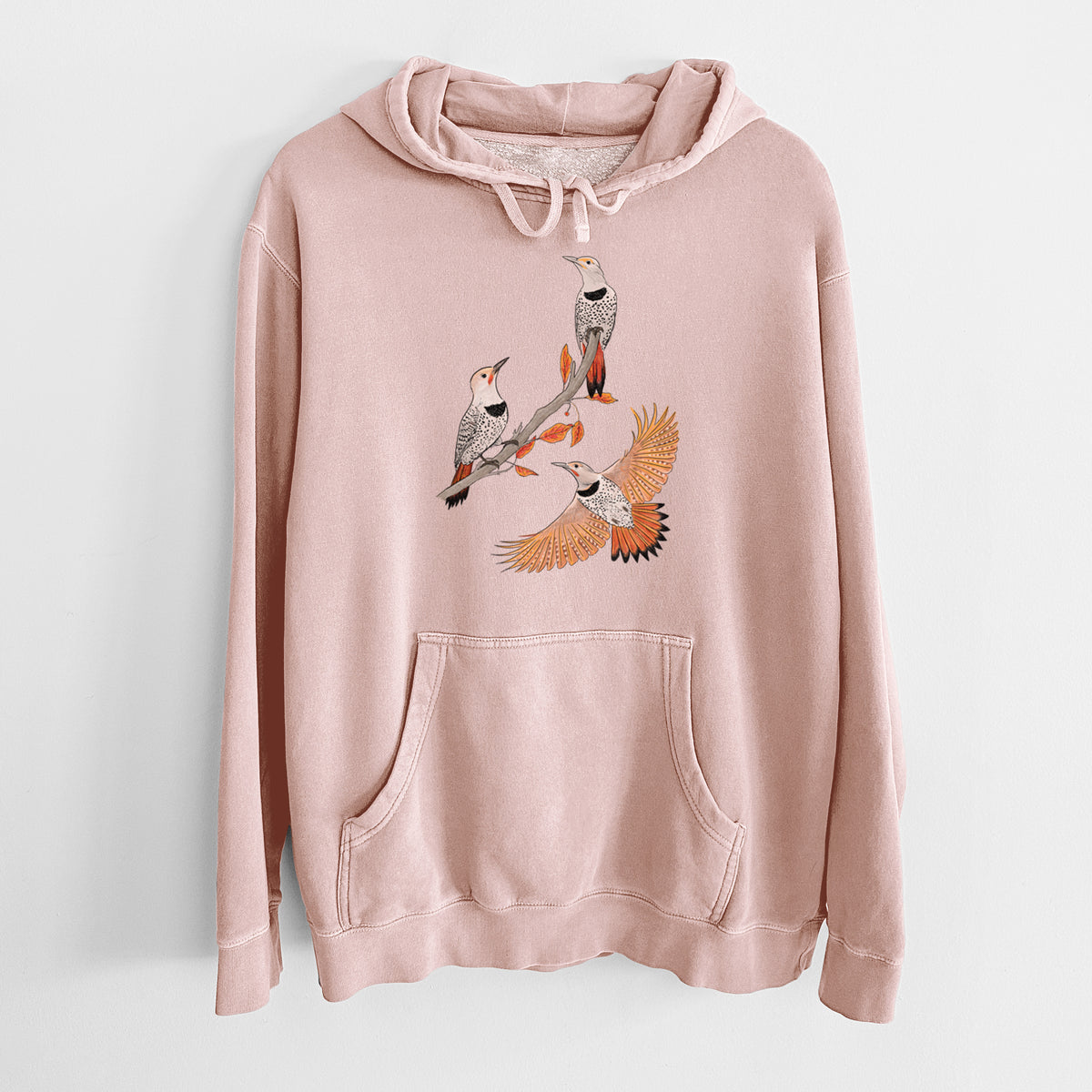 Northern Flickers (Red-shafted) - Colaptes auratus - Unisex Pigment Dyed Hoodie
