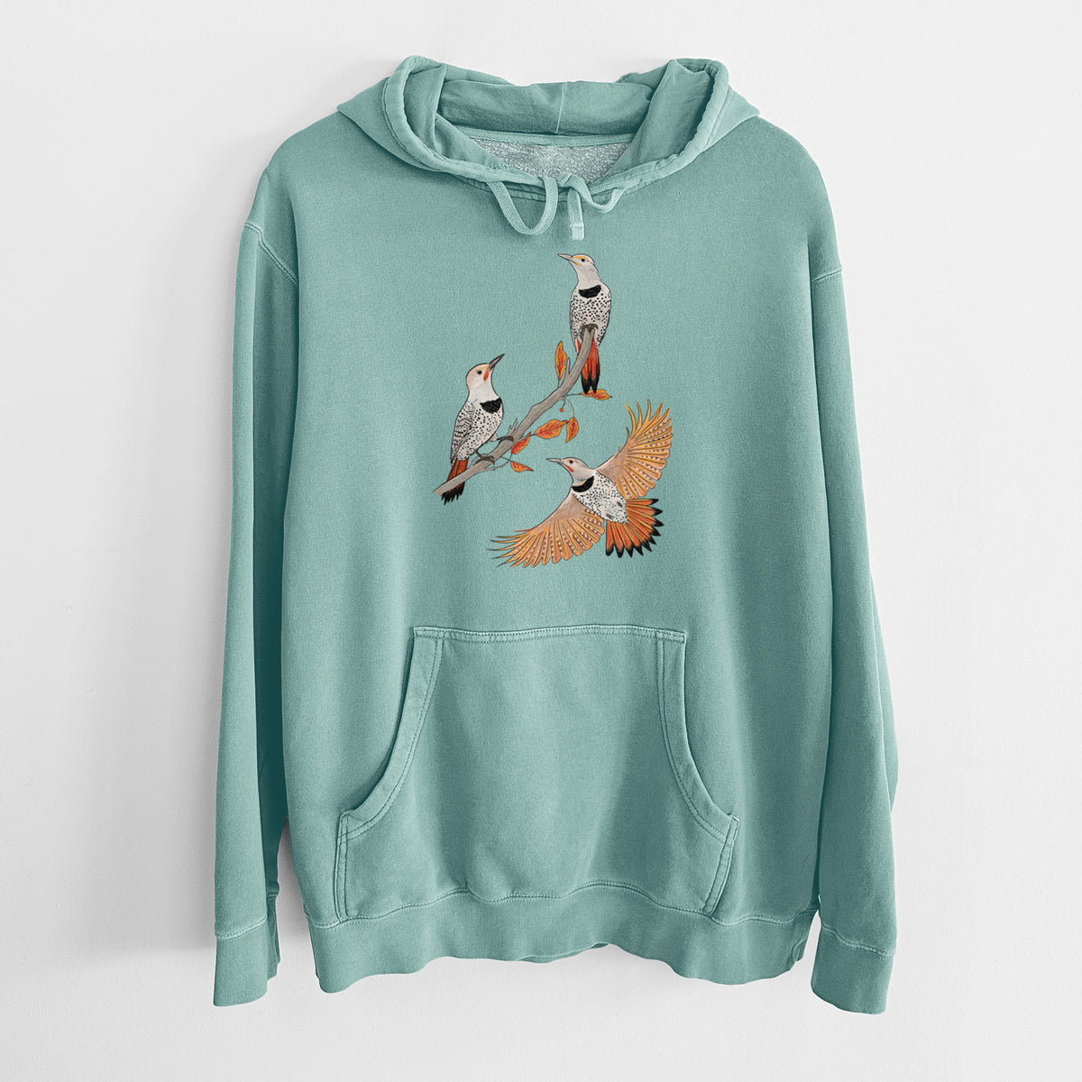 Northern Flickers (Red-shafted) - Colaptes auratus - Unisex Pigment Dyed Hoodie