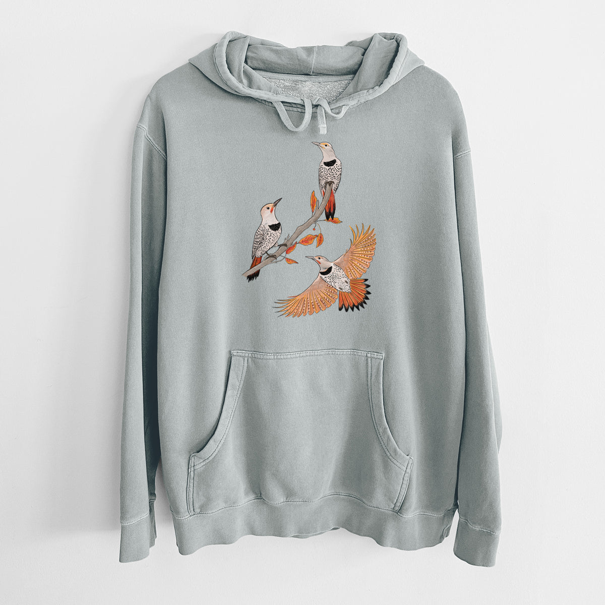 Northern Flickers (Red-shafted) - Colaptes auratus - Unisex Pigment Dyed Hoodie