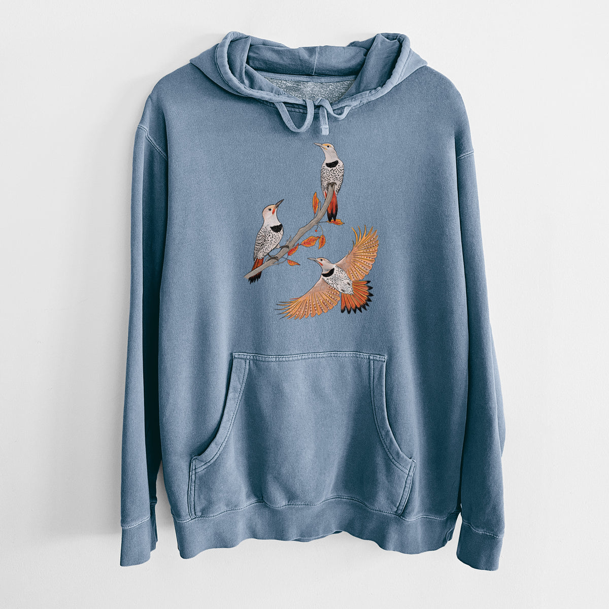 Northern Flickers (Red-shafted) - Colaptes auratus - Unisex Pigment Dyed Hoodie