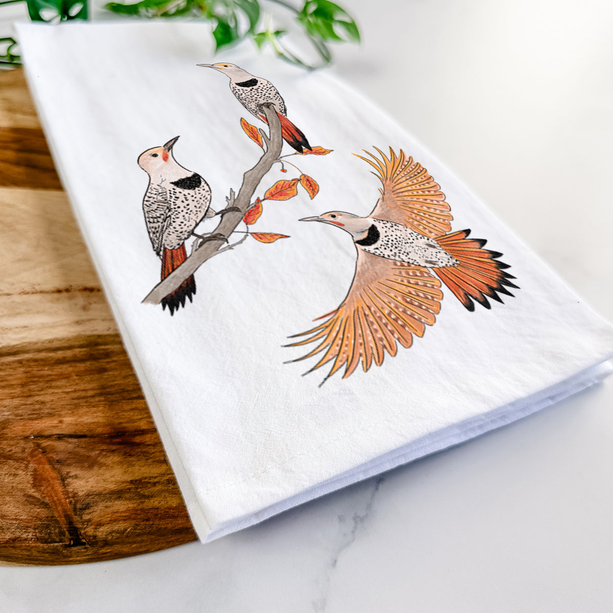 Northern Flickers (Red-shafted) - Colaptes auratus - Tea Towel