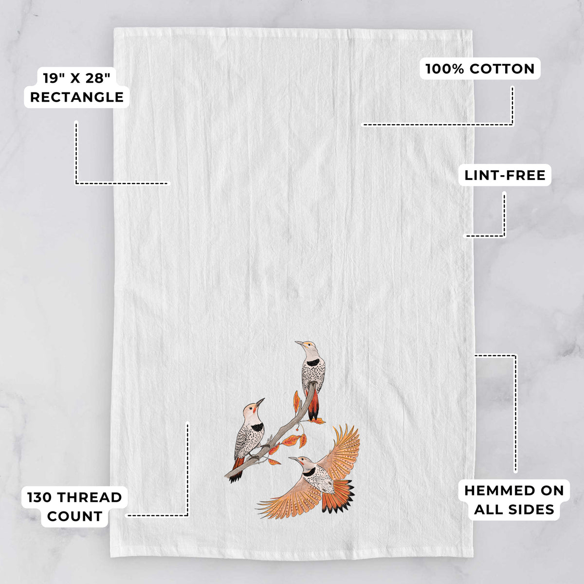 Northern Flickers (Red-shafted) - Colaptes auratus - Tea Towel