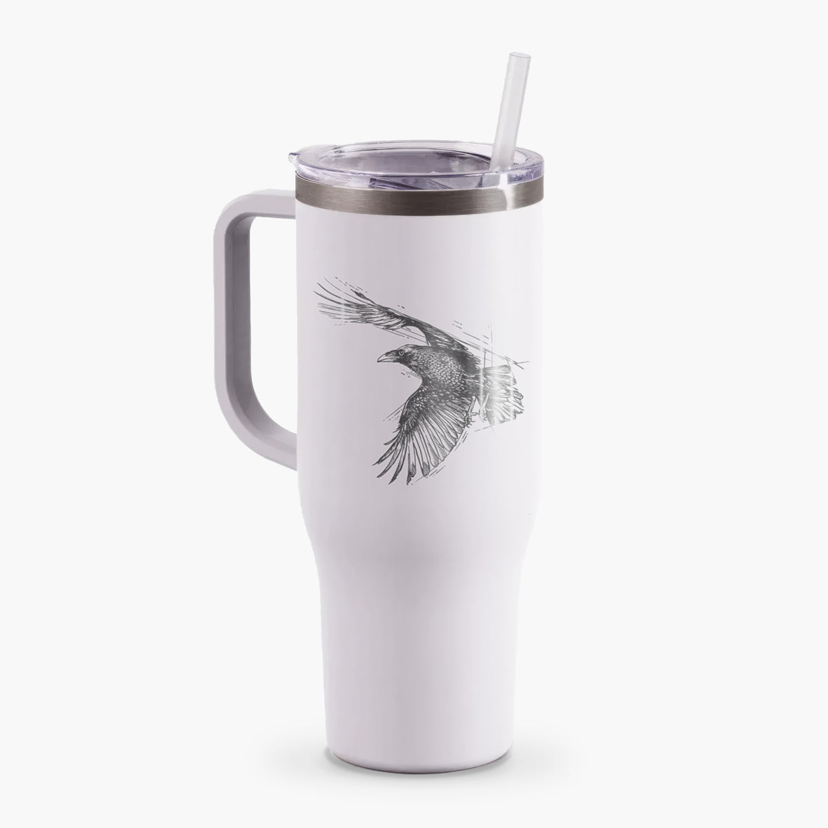 Flying Raven - Corvus corax - 40oz Tumbler with Handle