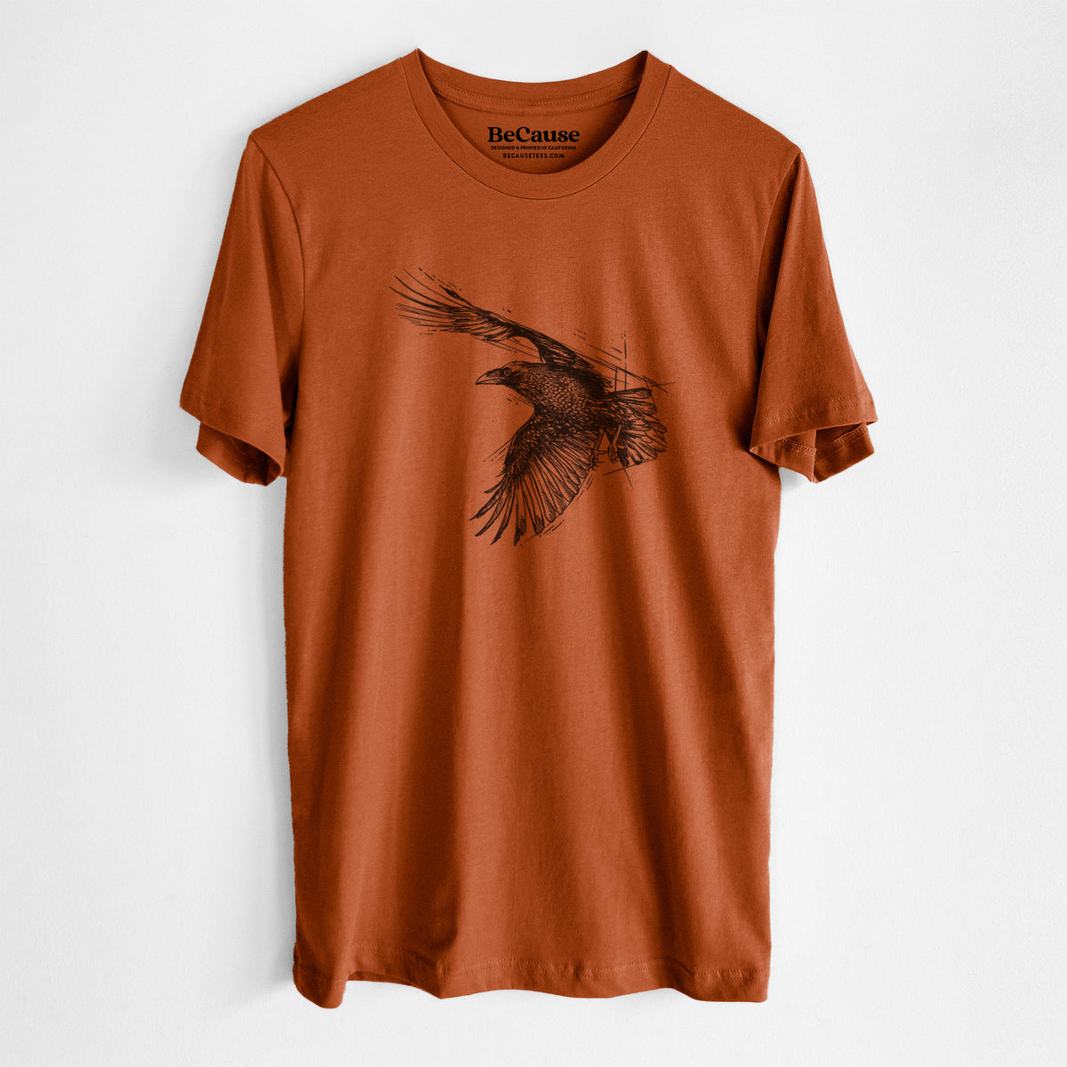 Flying Raven - Corvus corax - Lightweight 100% Cotton Unisex Crewneck