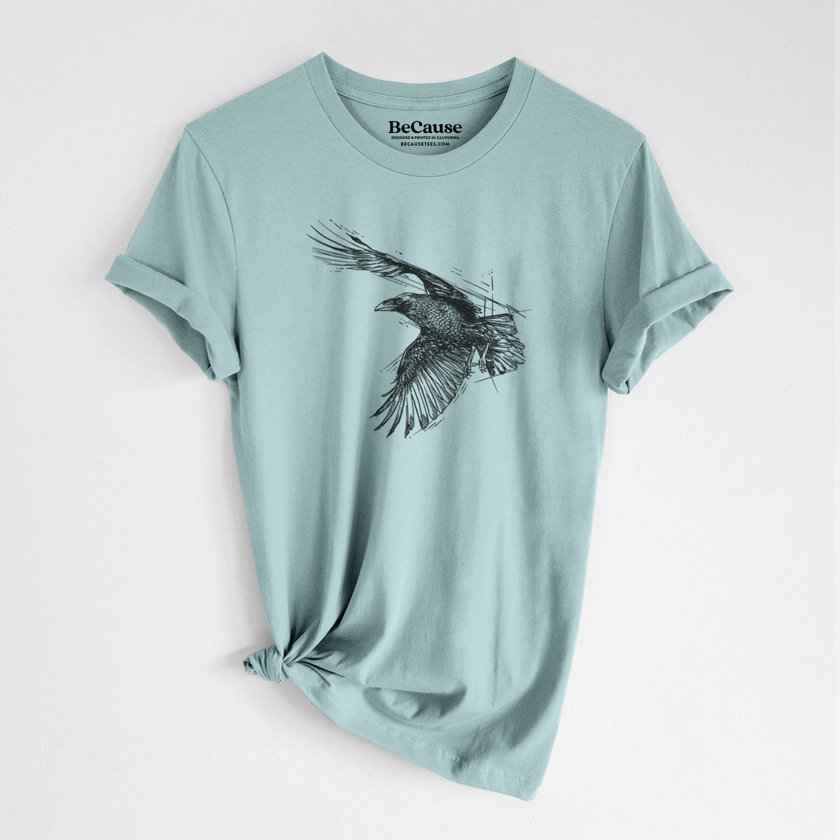 Flying Raven - Corvus corax - Lightweight 100% Cotton Unisex Crewneck