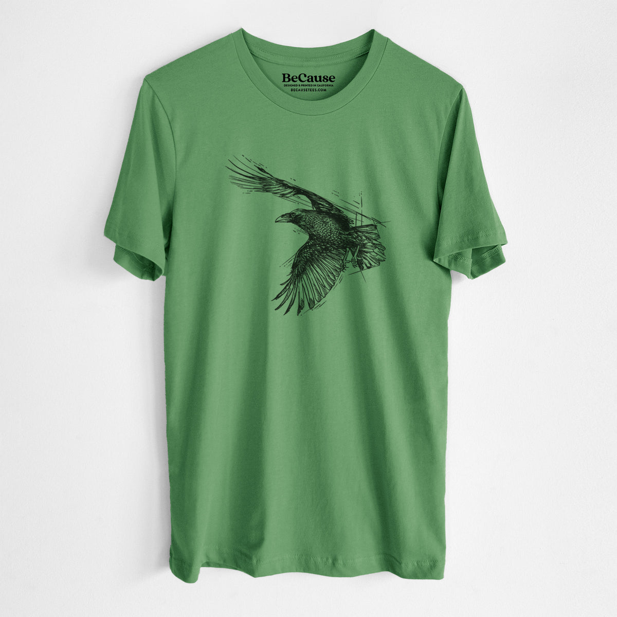 Flying Raven - Corvus corax - Lightweight 100% Cotton Unisex Crewneck