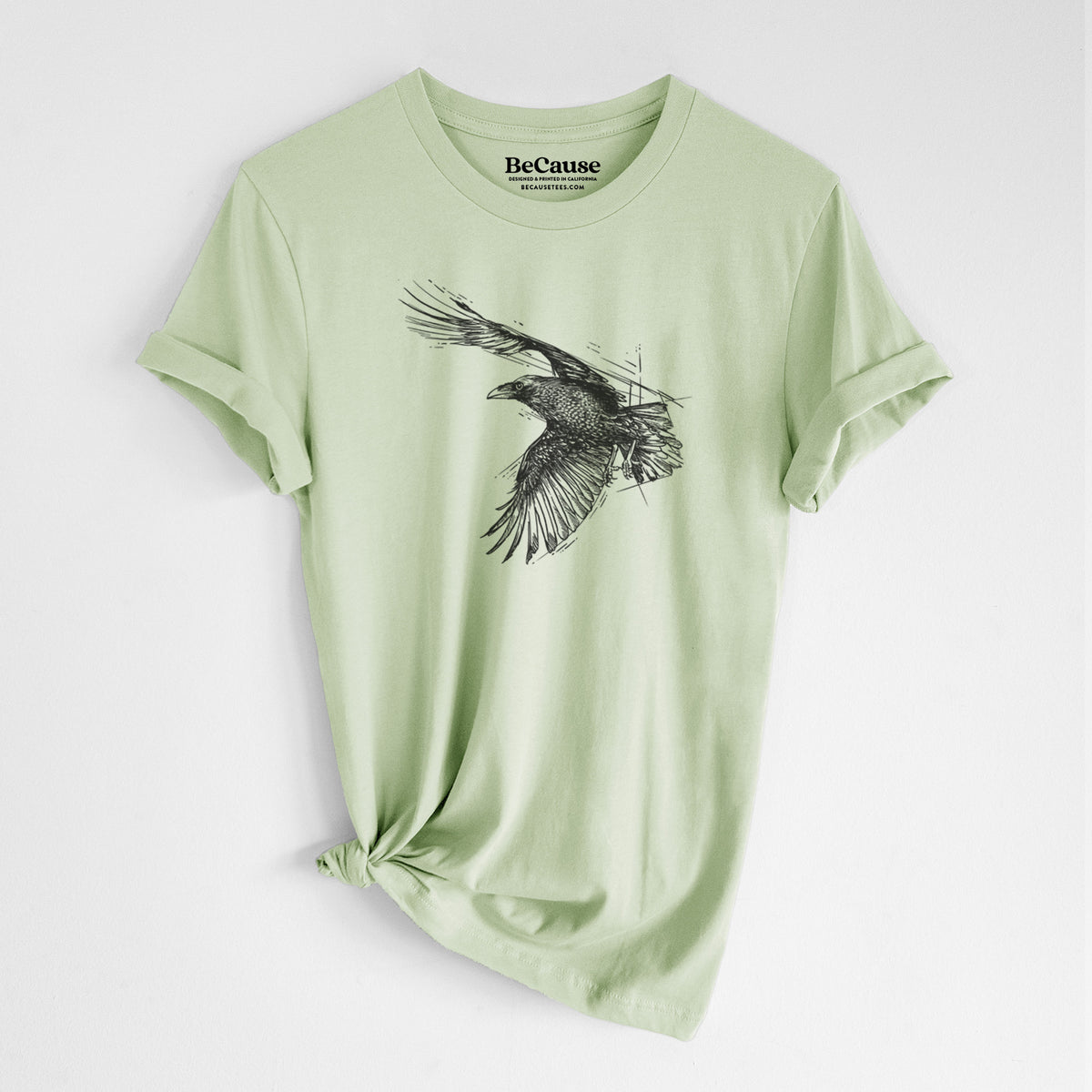 Flying Raven - Corvus corax - Lightweight 100% Cotton Unisex Crewneck