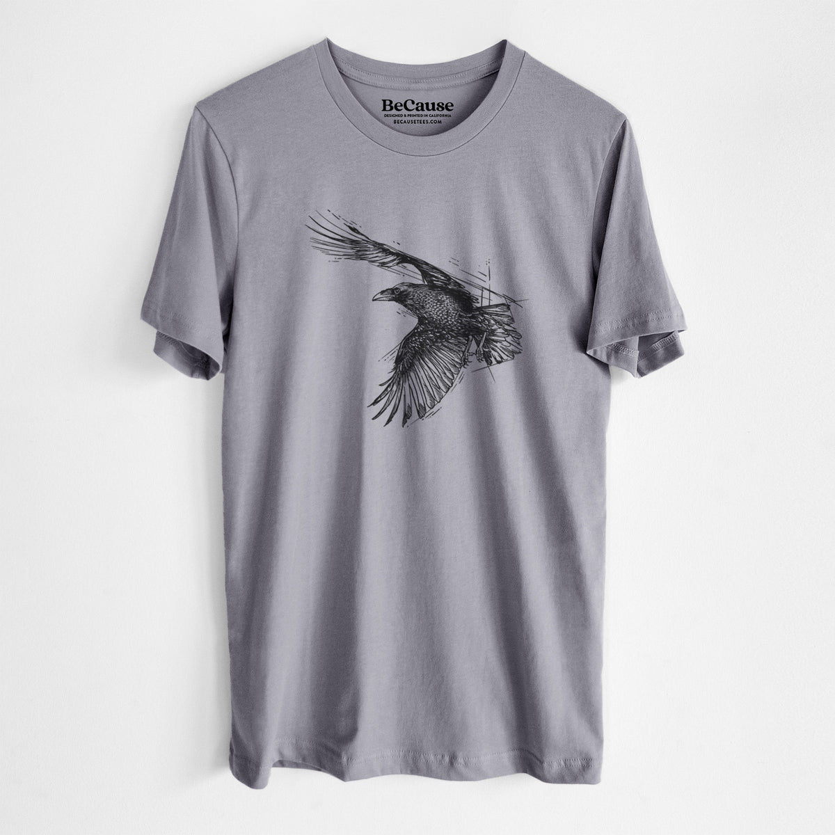 Flying Raven - Corvus corax - Lightweight 100% Cotton Unisex Crewneck