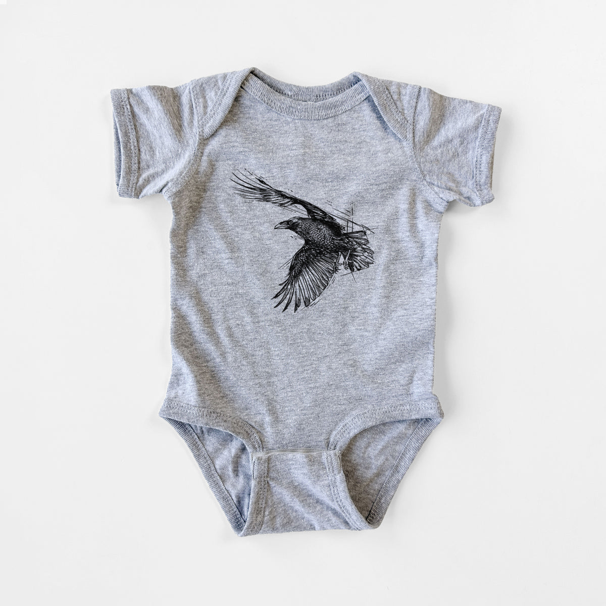 Flying Raven - Corvus corax - Baby Fine Jersey Bodysuit