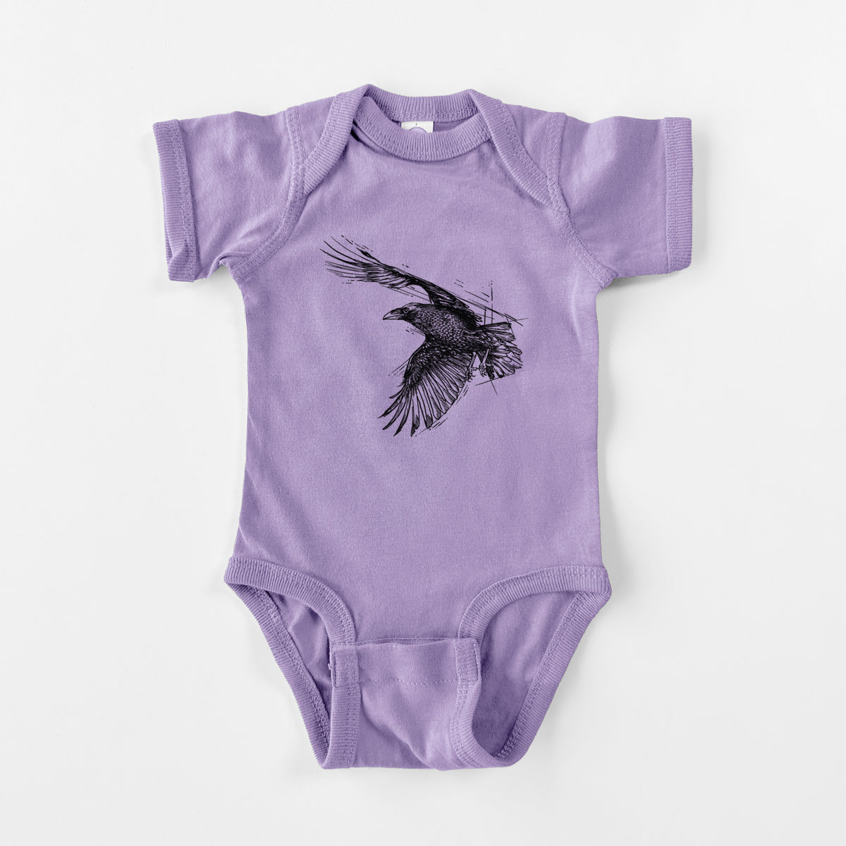 Flying Raven - Corvus corax - Baby Fine Jersey Bodysuit