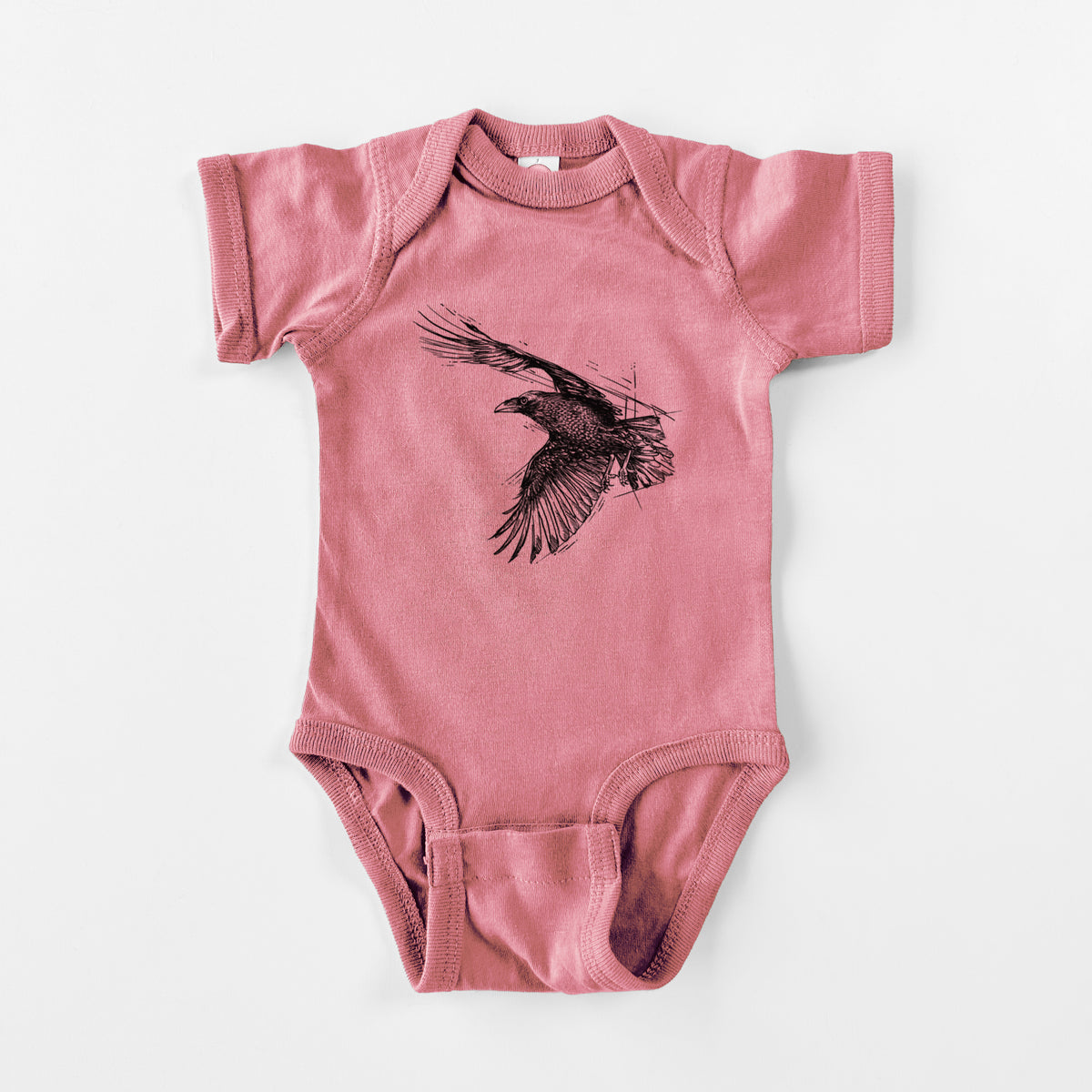 Flying Raven - Corvus corax - Baby Fine Jersey Bodysuit