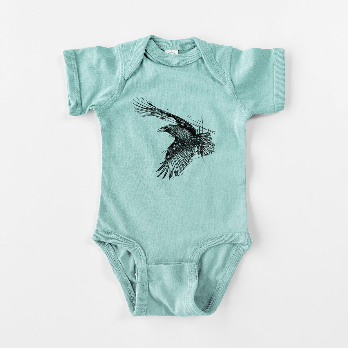 Flying Raven - Corvus corax - Baby Fine Jersey Bodysuit