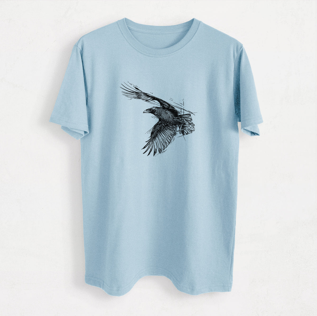 Flying Raven - Corvus corax - Heavyweight Men&#39;s 100% Organic Cotton Tee