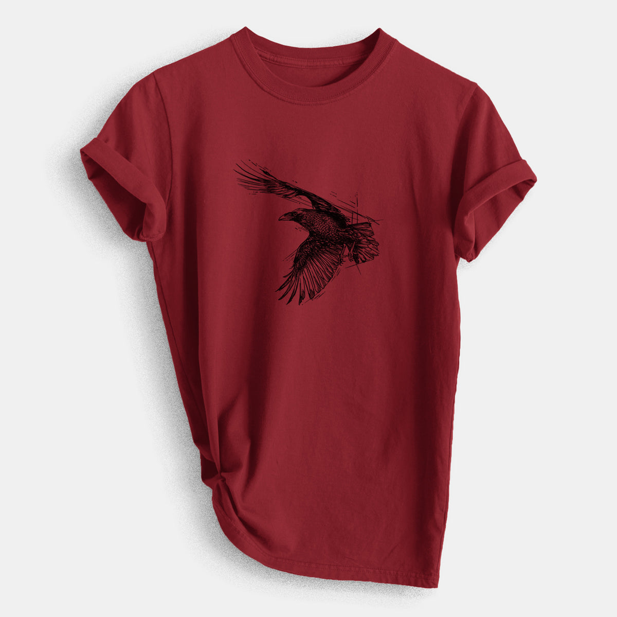 Flying Raven - Corvus corax - Heavyweight Men&#39;s 100% Organic Cotton Tee