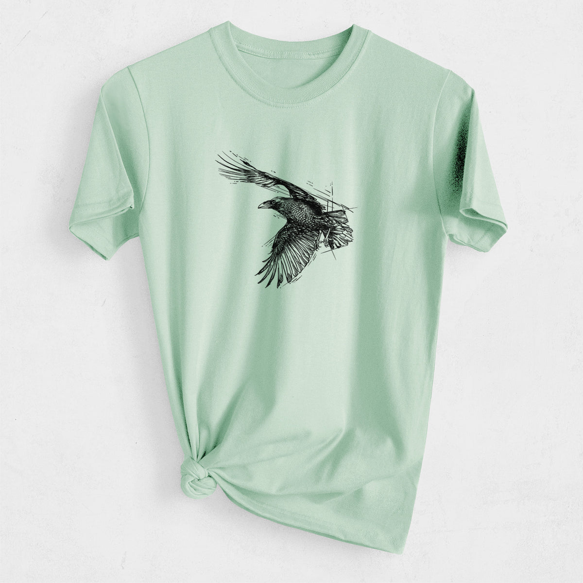 Flying Raven - Corvus corax - Heavyweight Men&#39;s 100% Organic Cotton Tee