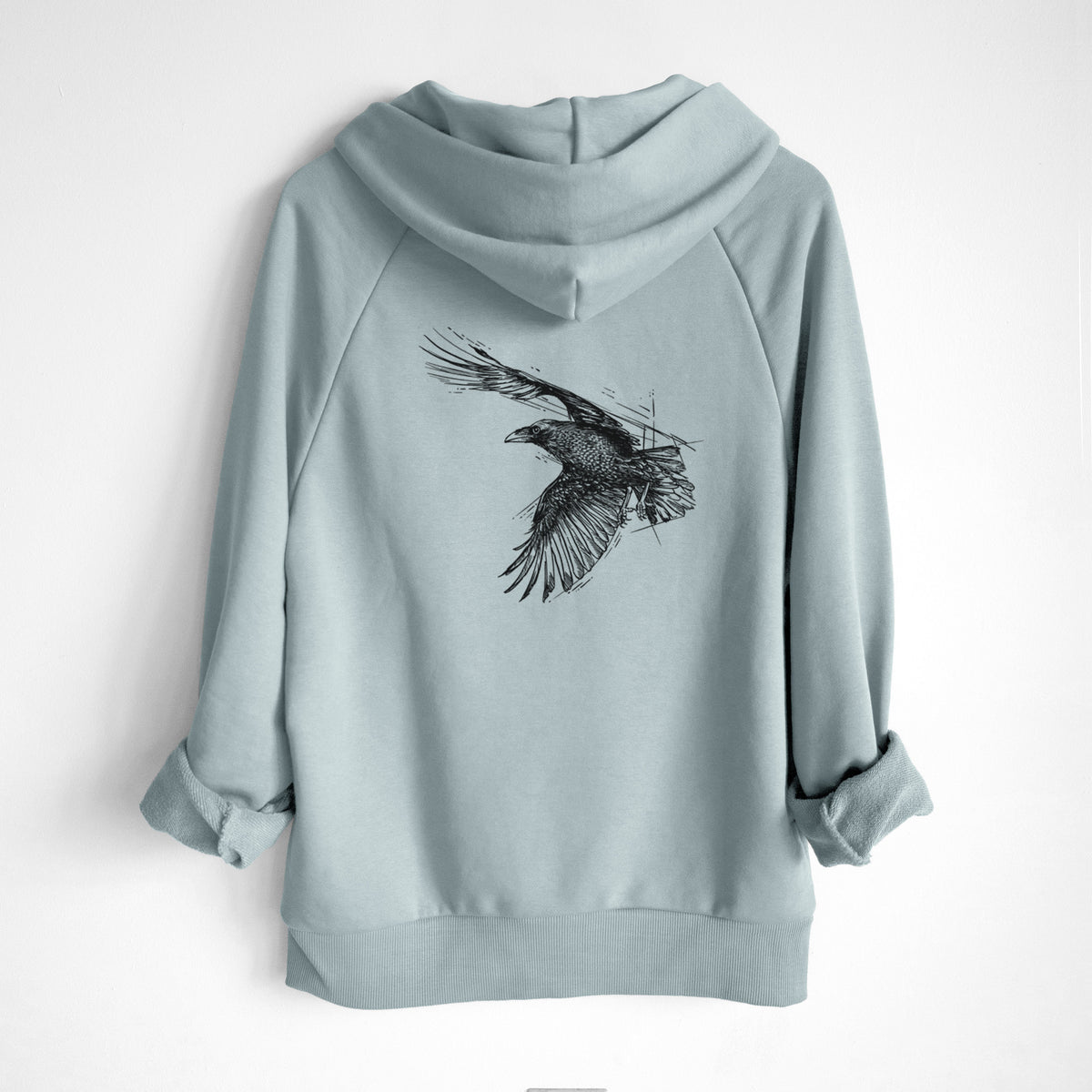 Flying Raven - Corvus corax - UltraLuxe Heavyweight French Terry Hoodie