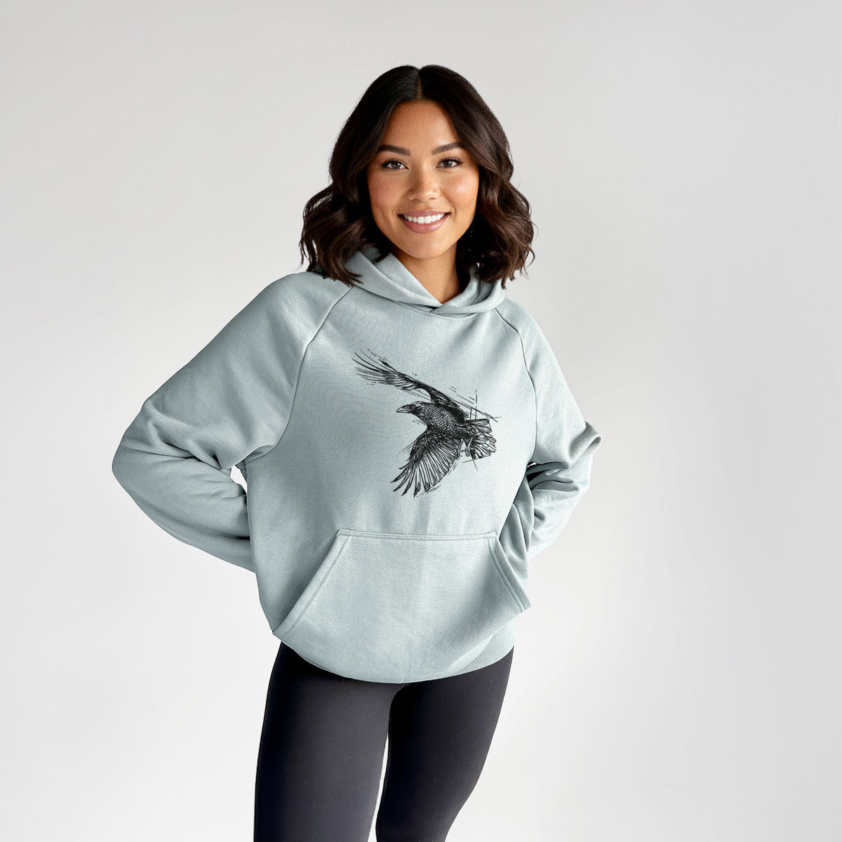 Flying Raven - Corvus corax - UltraLuxe Heavyweight French Terry Hoodie